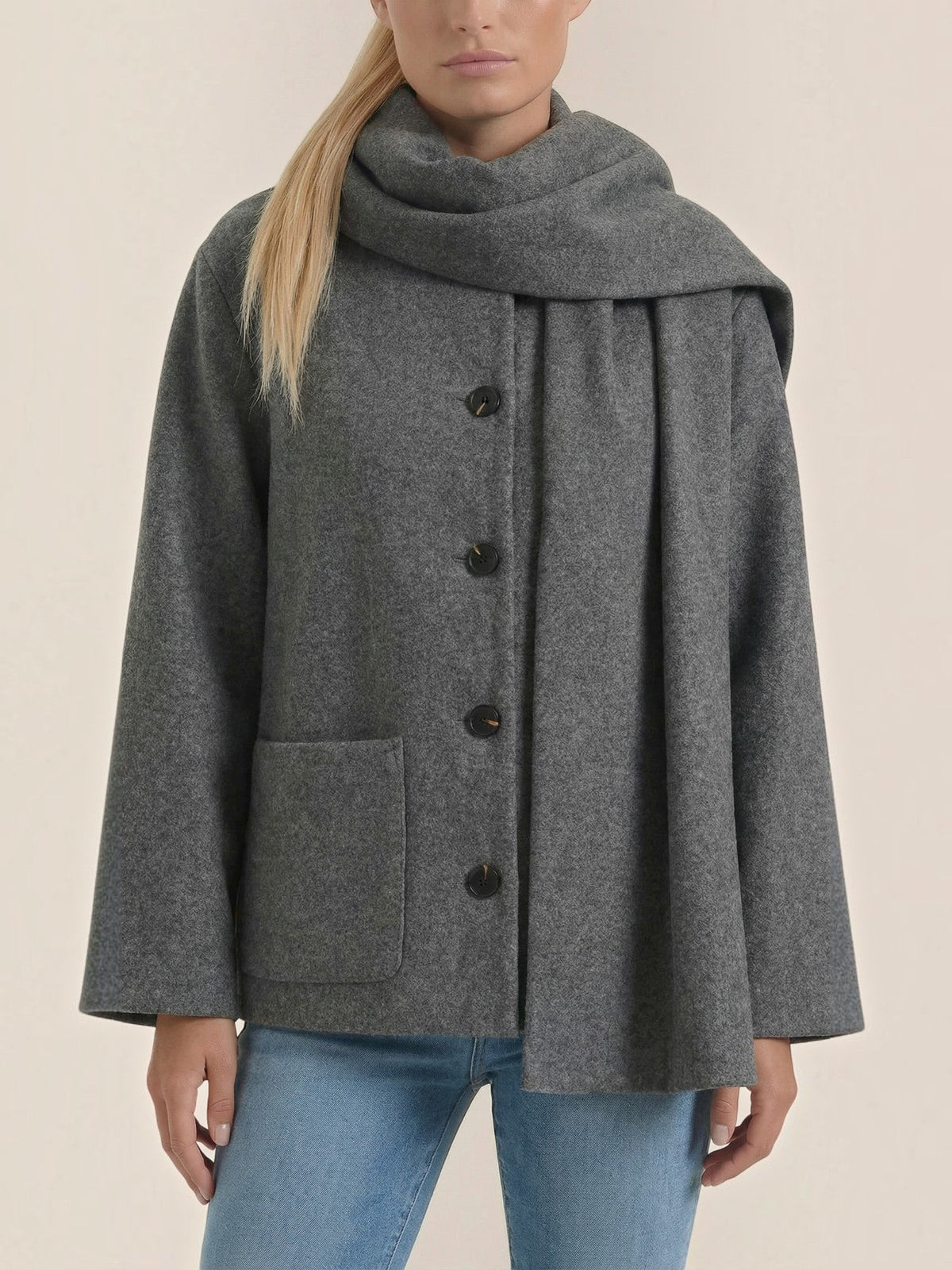 Kristina Poncho Coat with Built In Scarf
