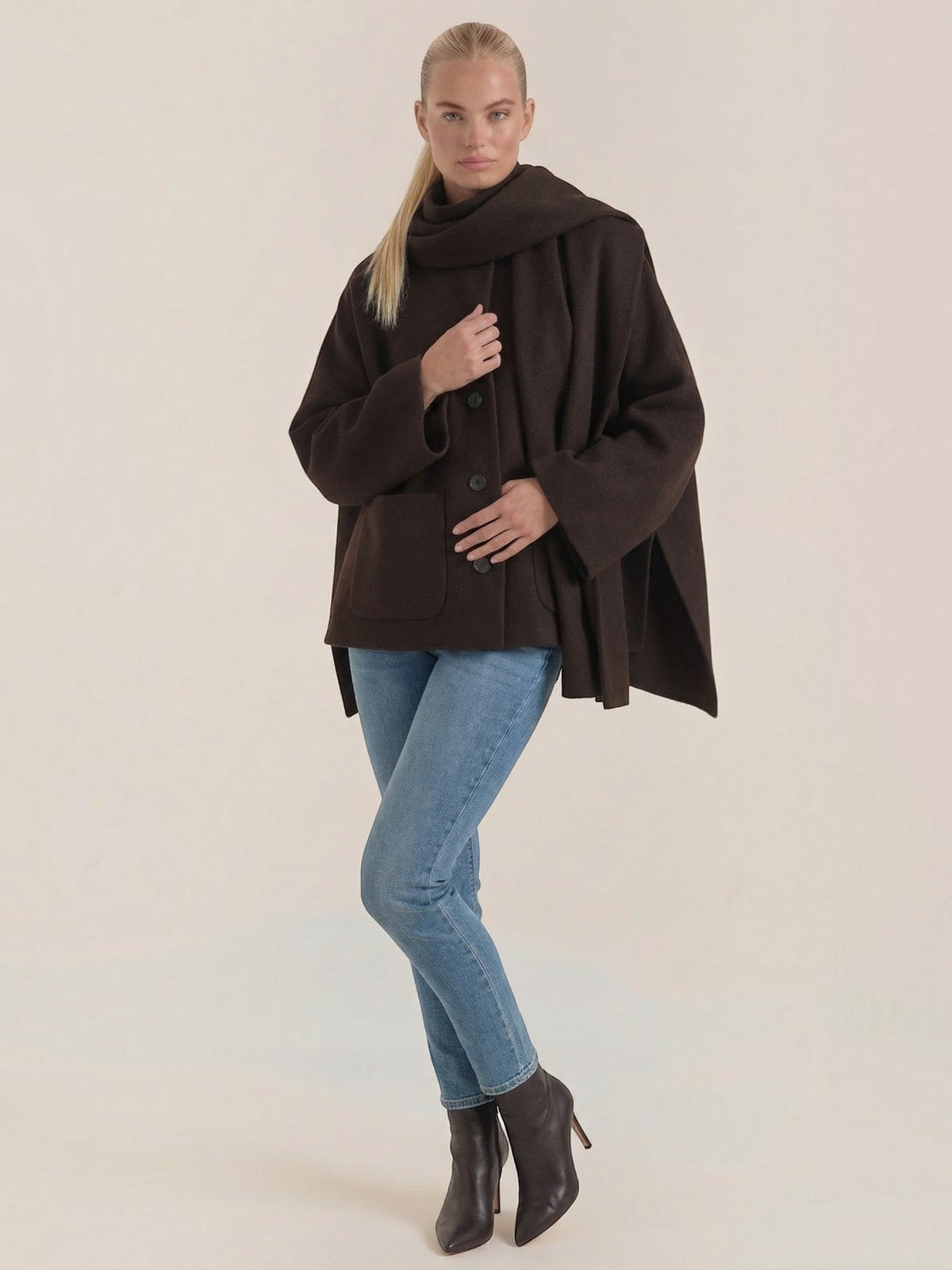 Kristina Poncho Coat with Built In Scarf