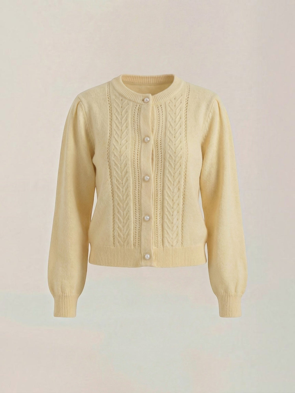 Lila Pointelle Puff Sleeve Cardigan