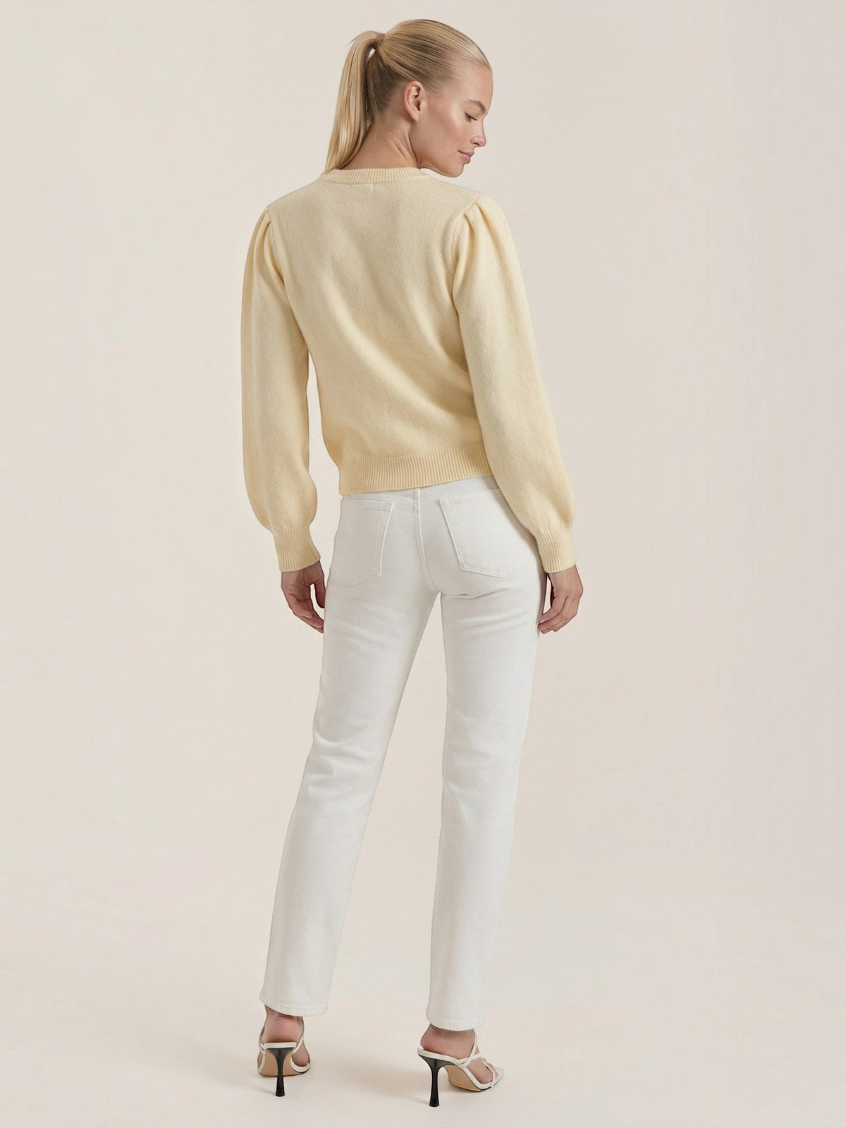 Lila Pointelle Puff Sleeve Cardigan