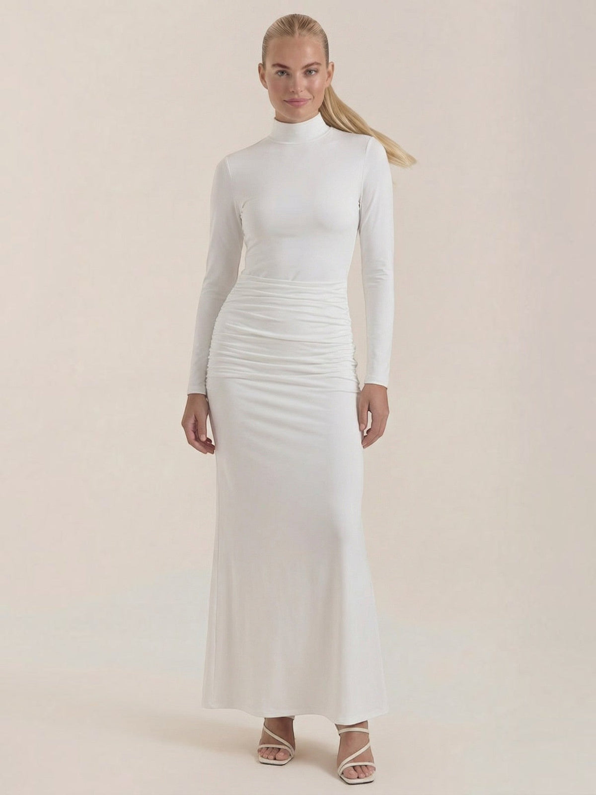 Krista Turtleneck Ruched Bodycon Maxi Dress