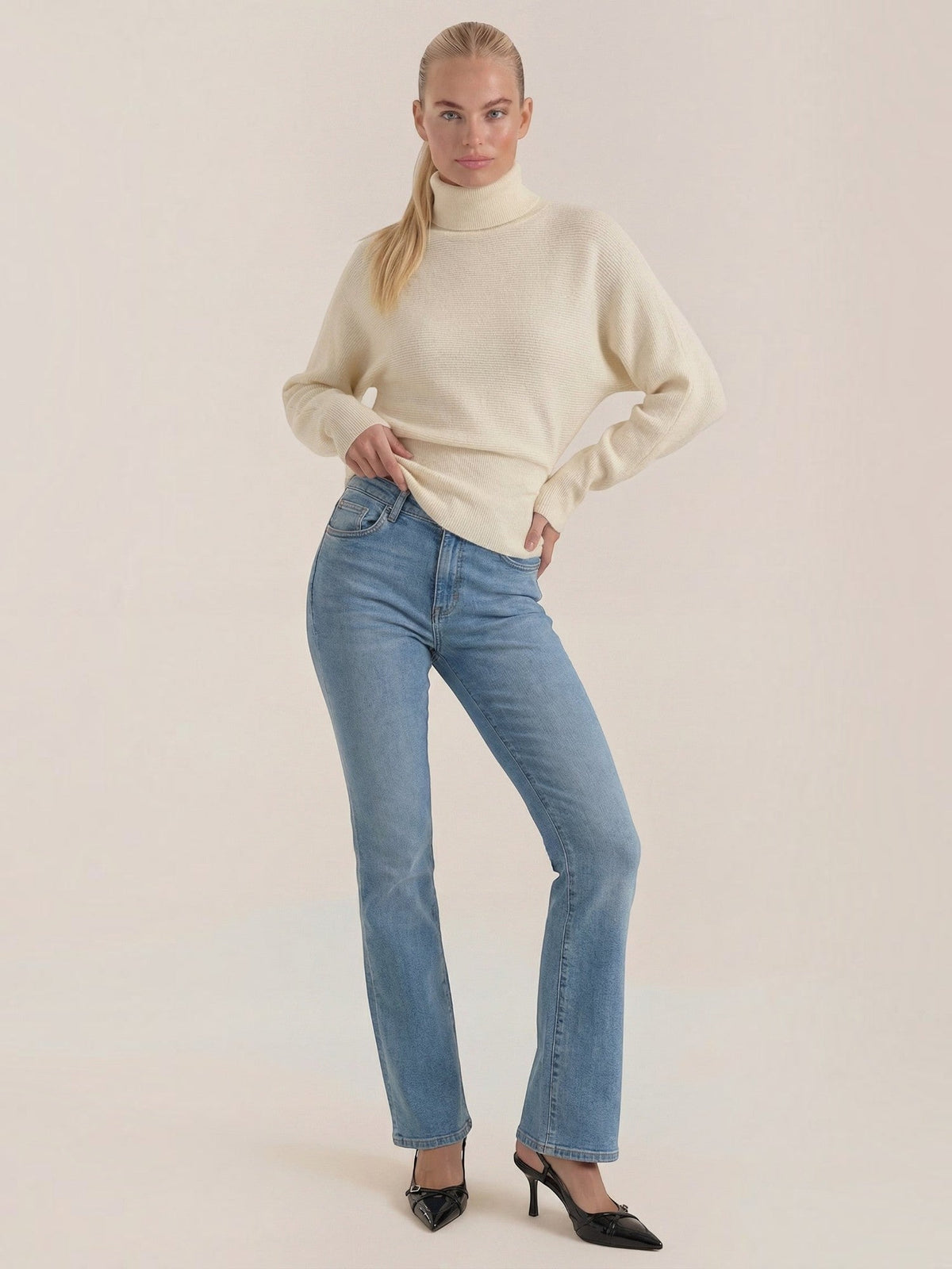 Leticia Button Detail Turtleneck Sweater