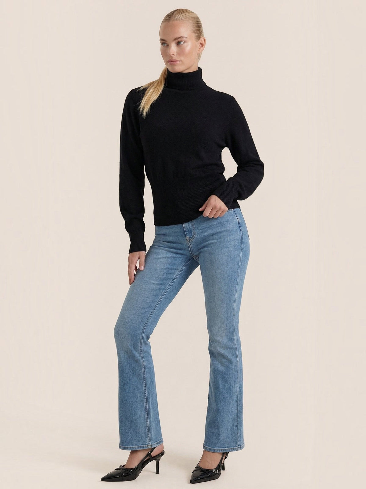 Leticia Button Detail Turtleneck Sweater