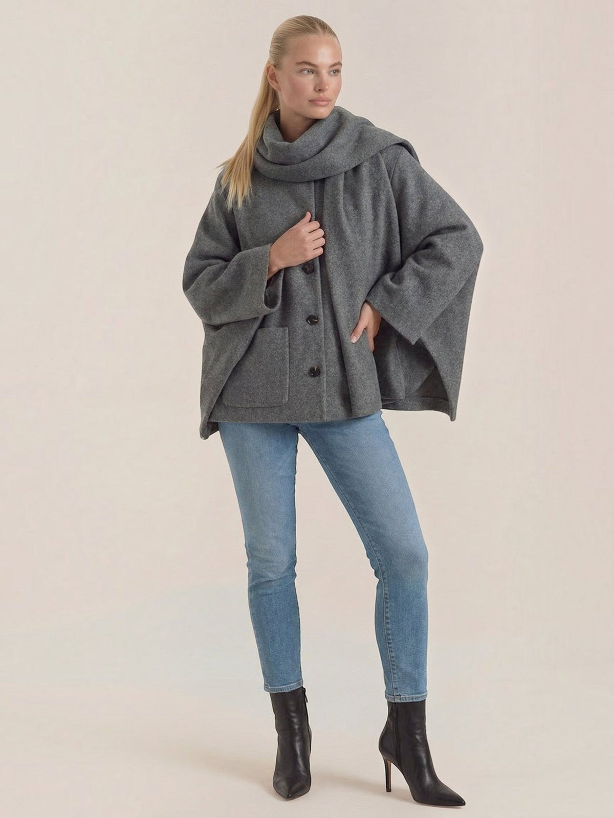 Kristina Poncho Coat with Built In Scarf