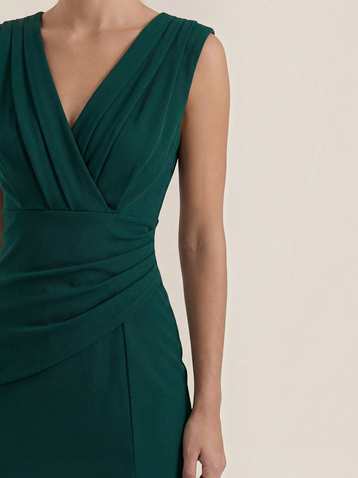 Lydia Pleated V Neck Cocktail Midi Dress