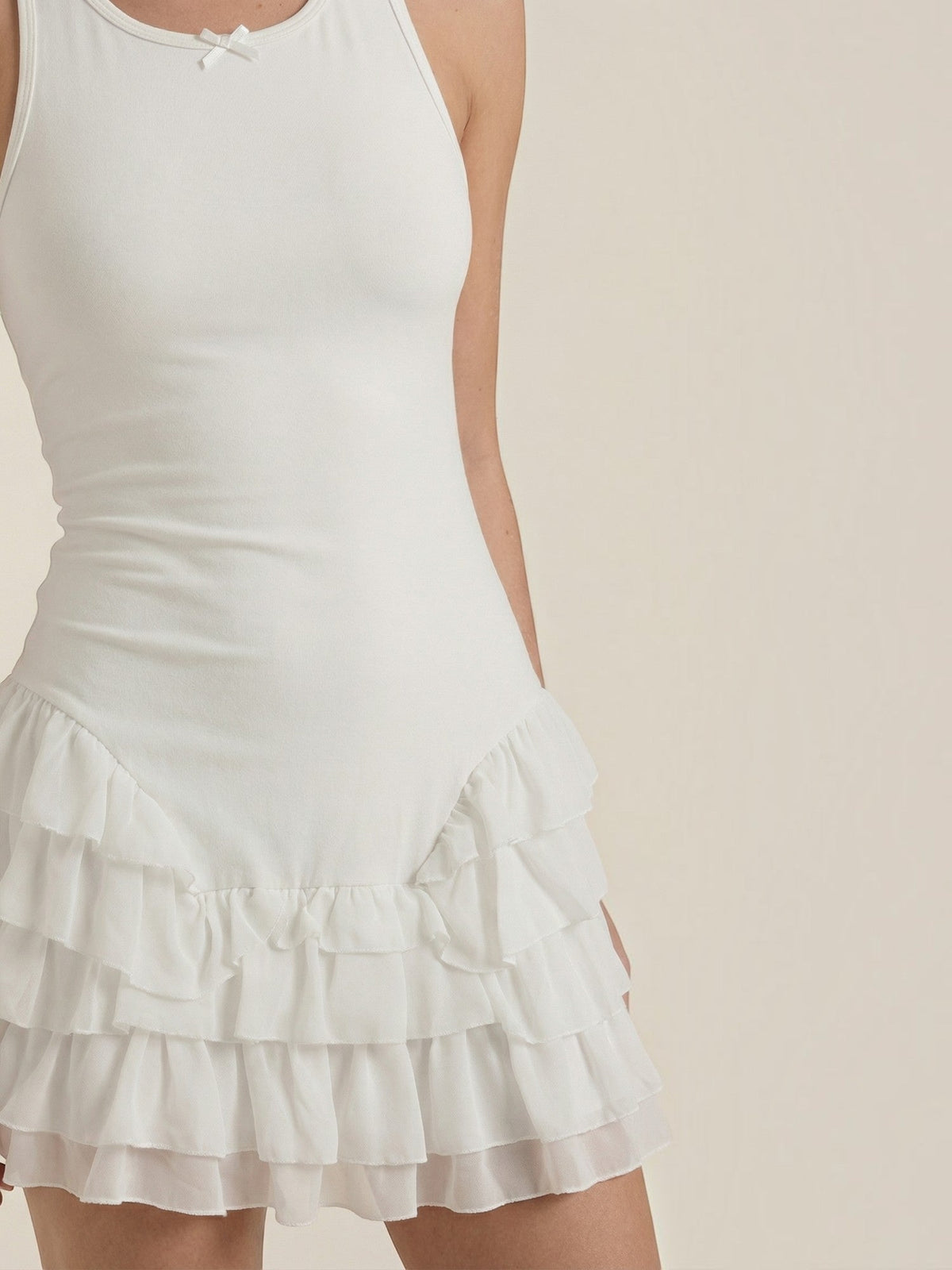 Gwen Tiered Ruffle Bow Mini Dress