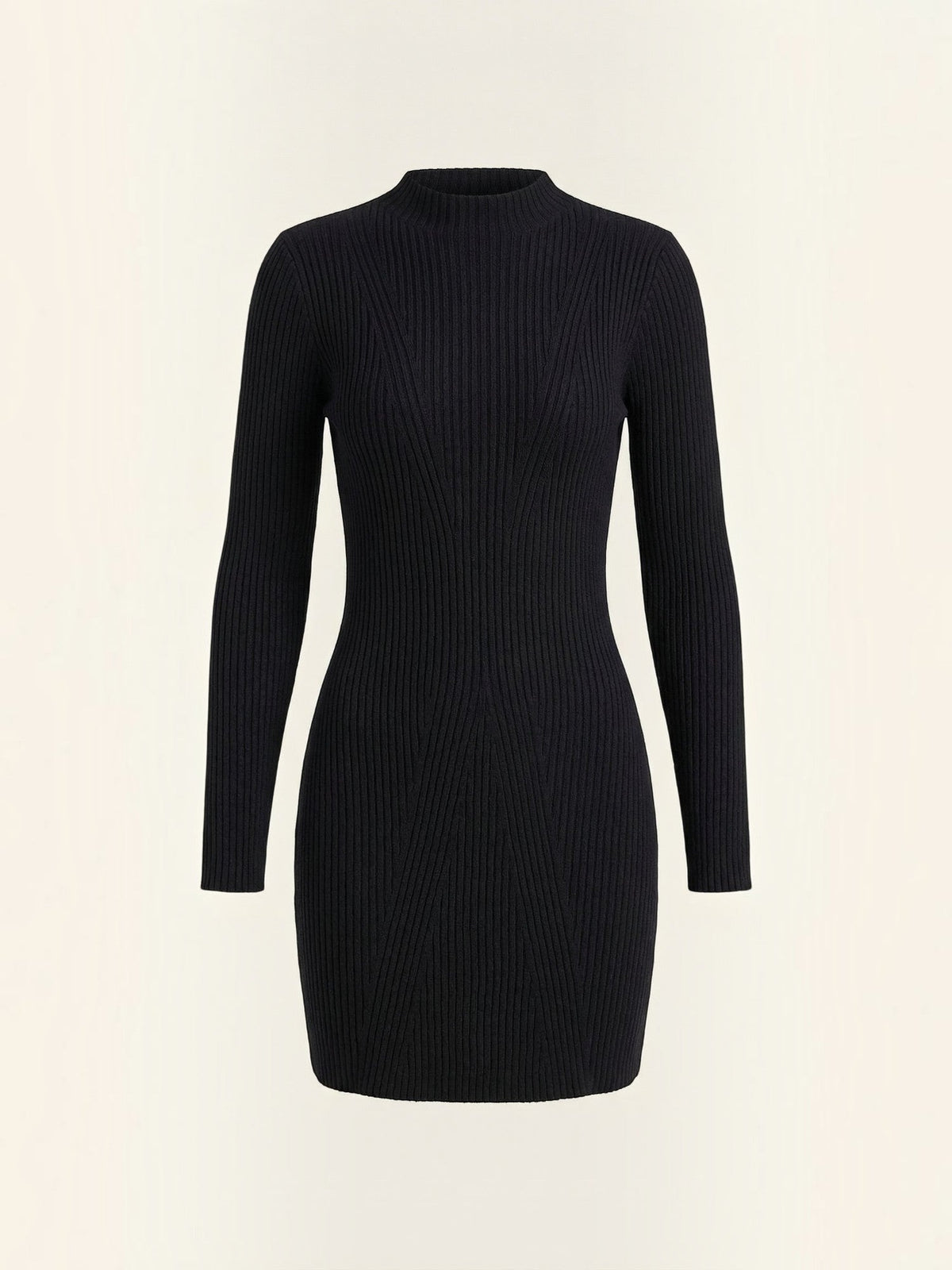 Frieda Stand Collar Ribbed Knit Mini Dress