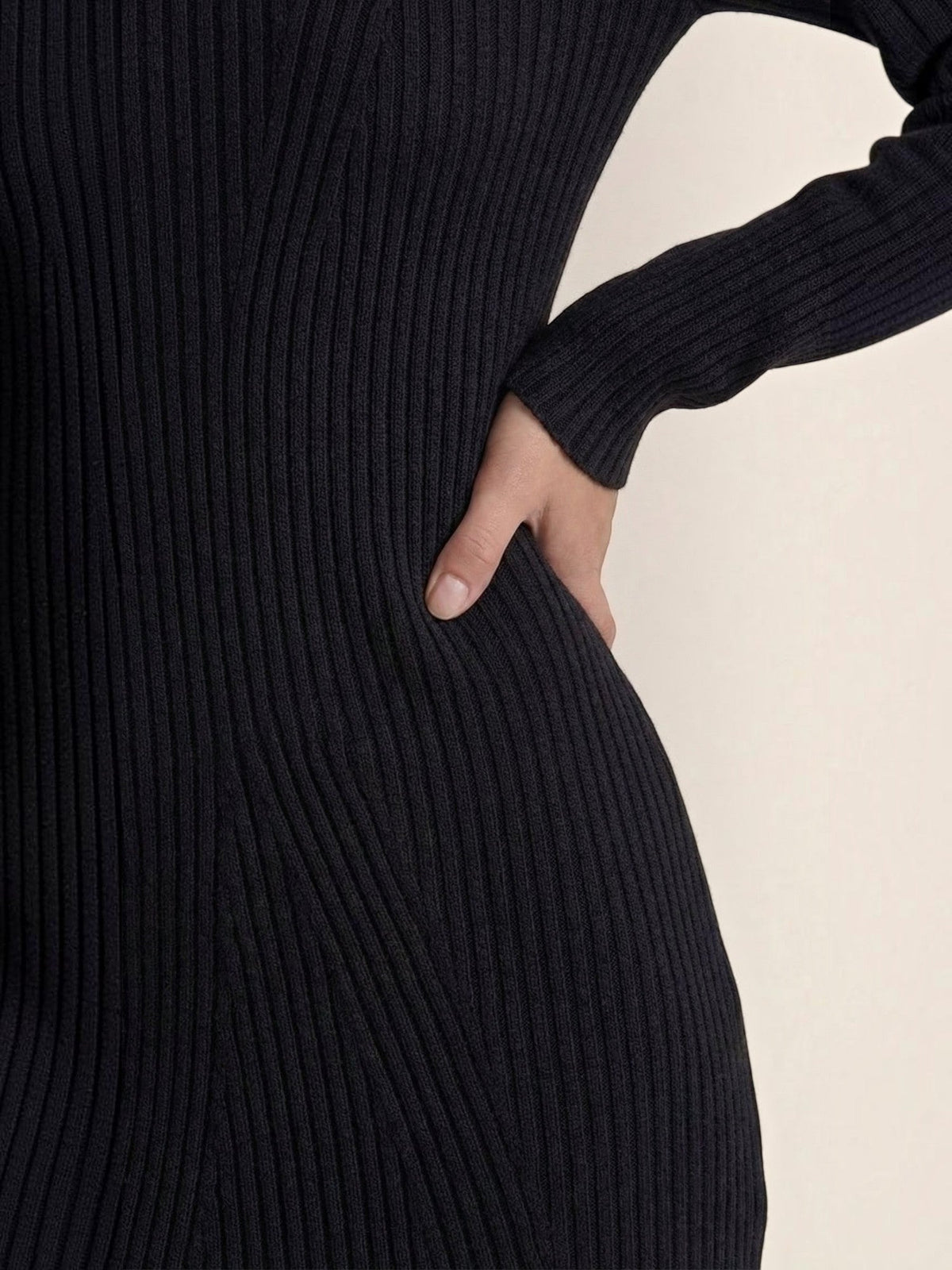 Frieda Stand Collar Ribbed Knit Mini Dress