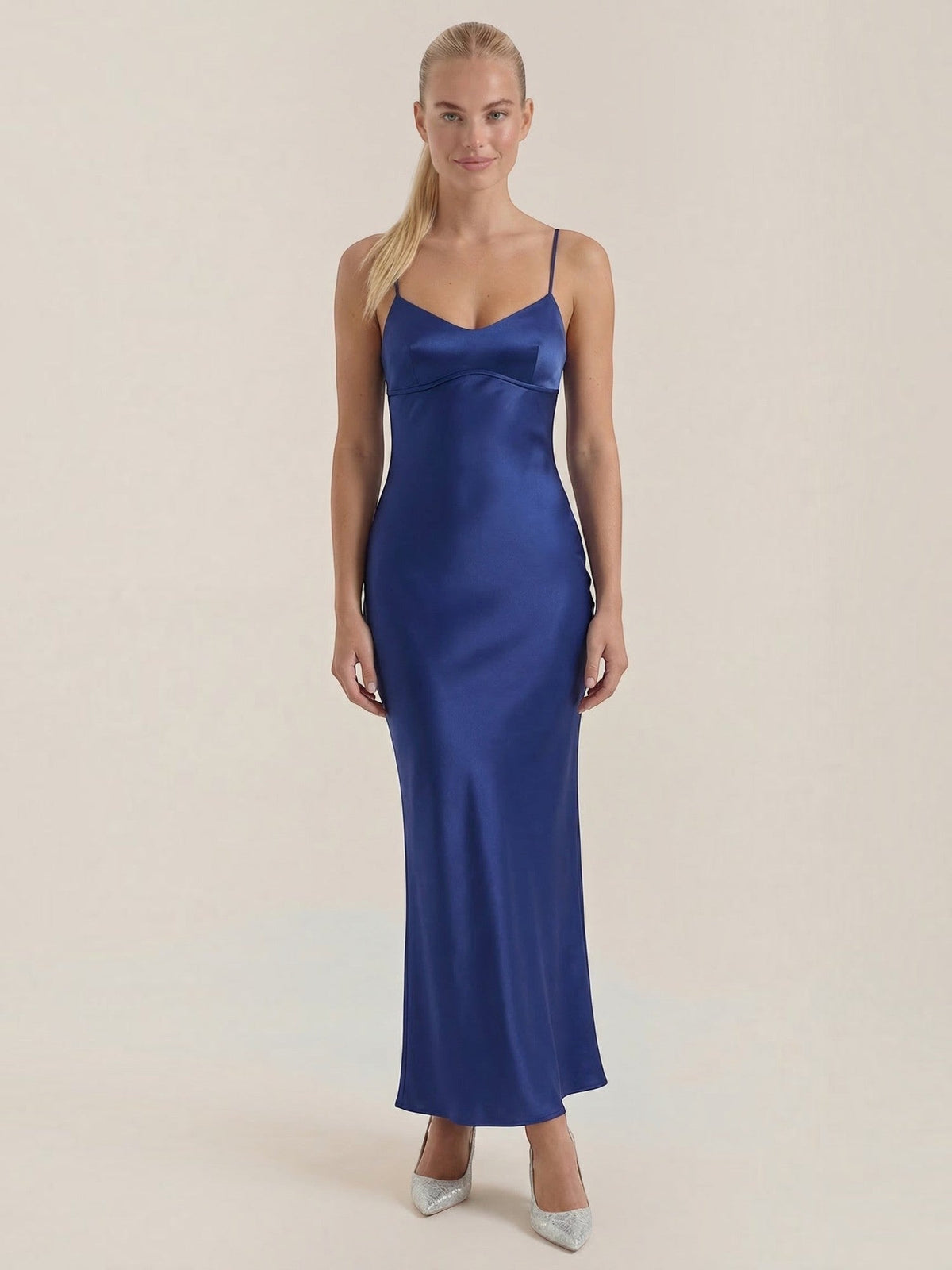 Hannah V Neck Cross Back Slip Maxi Dress