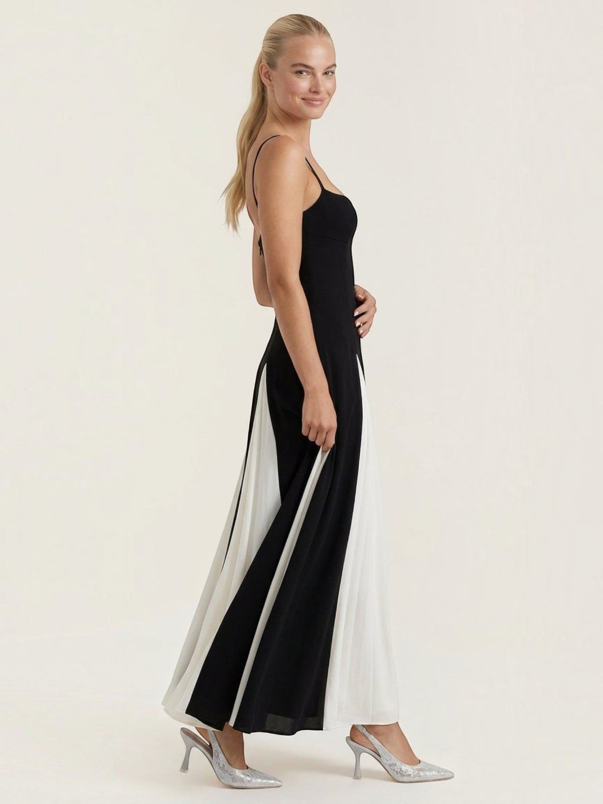 Goldie Two Tone Pleated Skirt Midi Dress