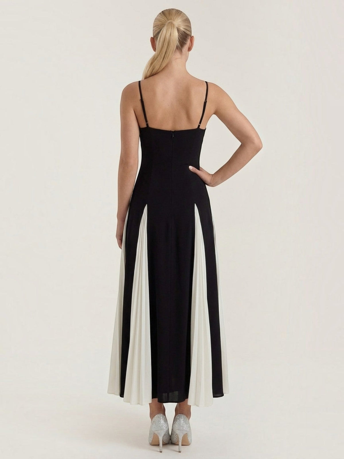 Goldie Two Tone Pleated Skirt Midi Dress