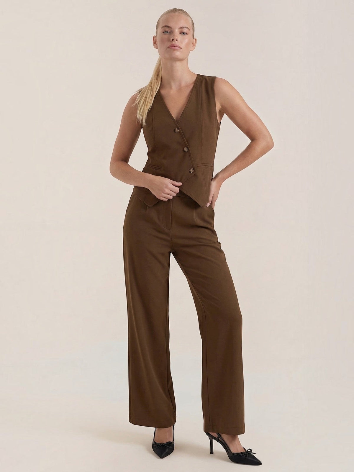 Ginger Tailored Vest and Wide Leg Pants Set