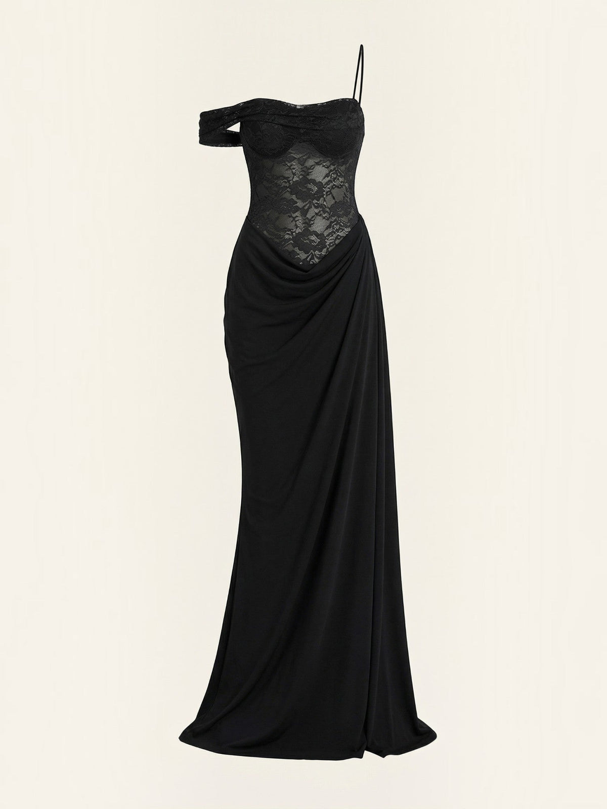 Giselle One Shoulder Lace Corset Style Maxi Gown
