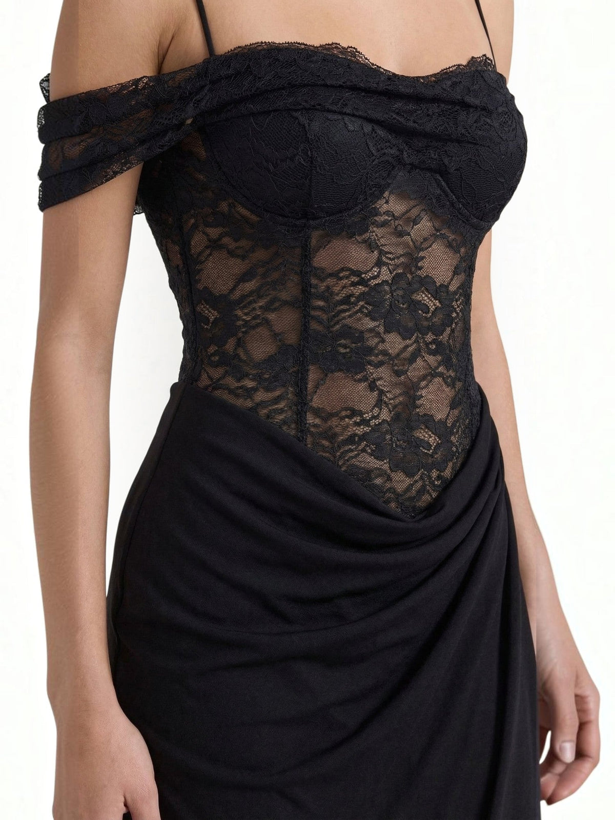 Giselle One Shoulder Lace Corset Style Maxi Gown