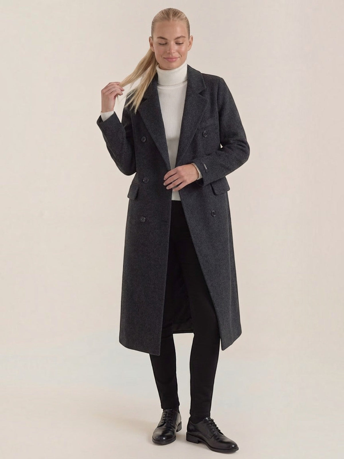 Lucille Wool Double Breasted Long Coat
