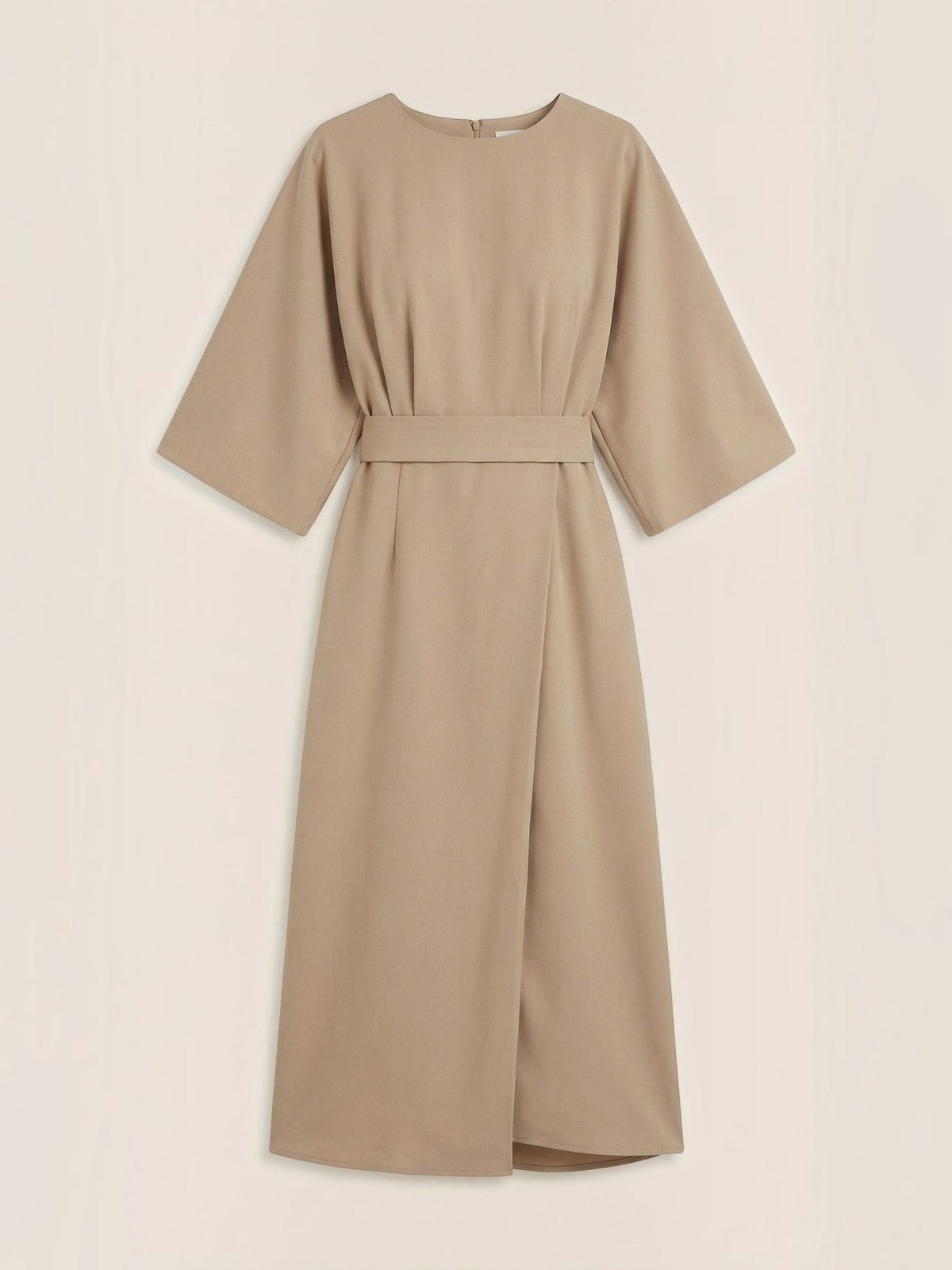 Ana Balloon Sleeve Wrap Midi Dress with Belt