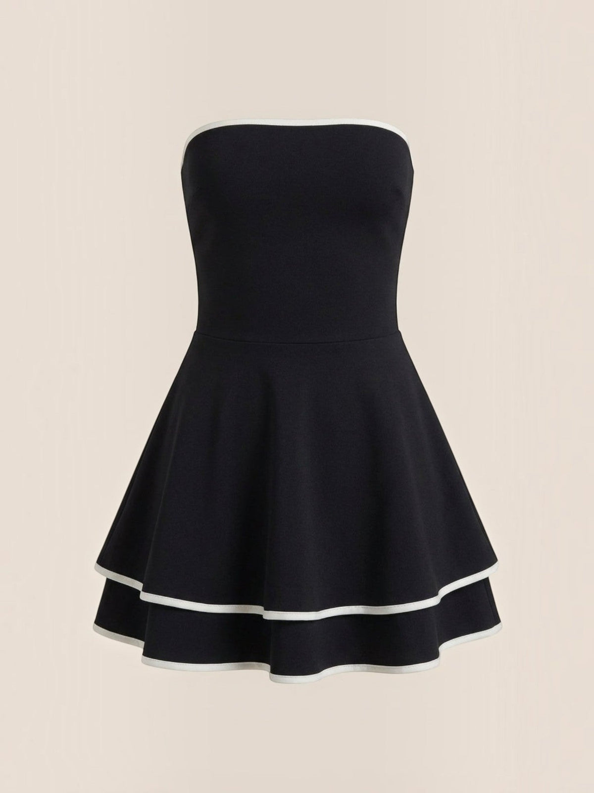 Greta Black and White Tiered Mini Dress