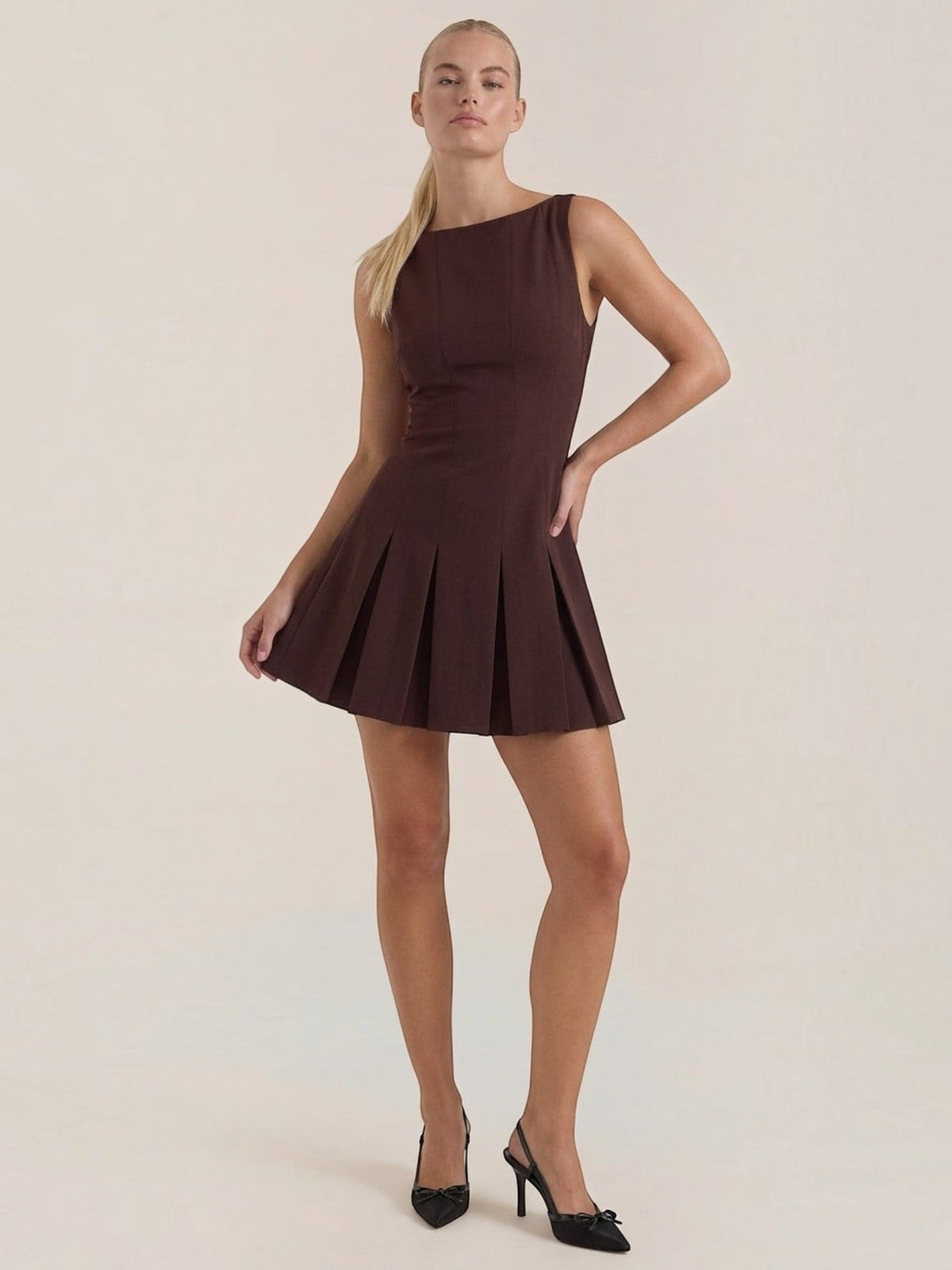 Blythe Pleated Skirt Fitted Mini Dress