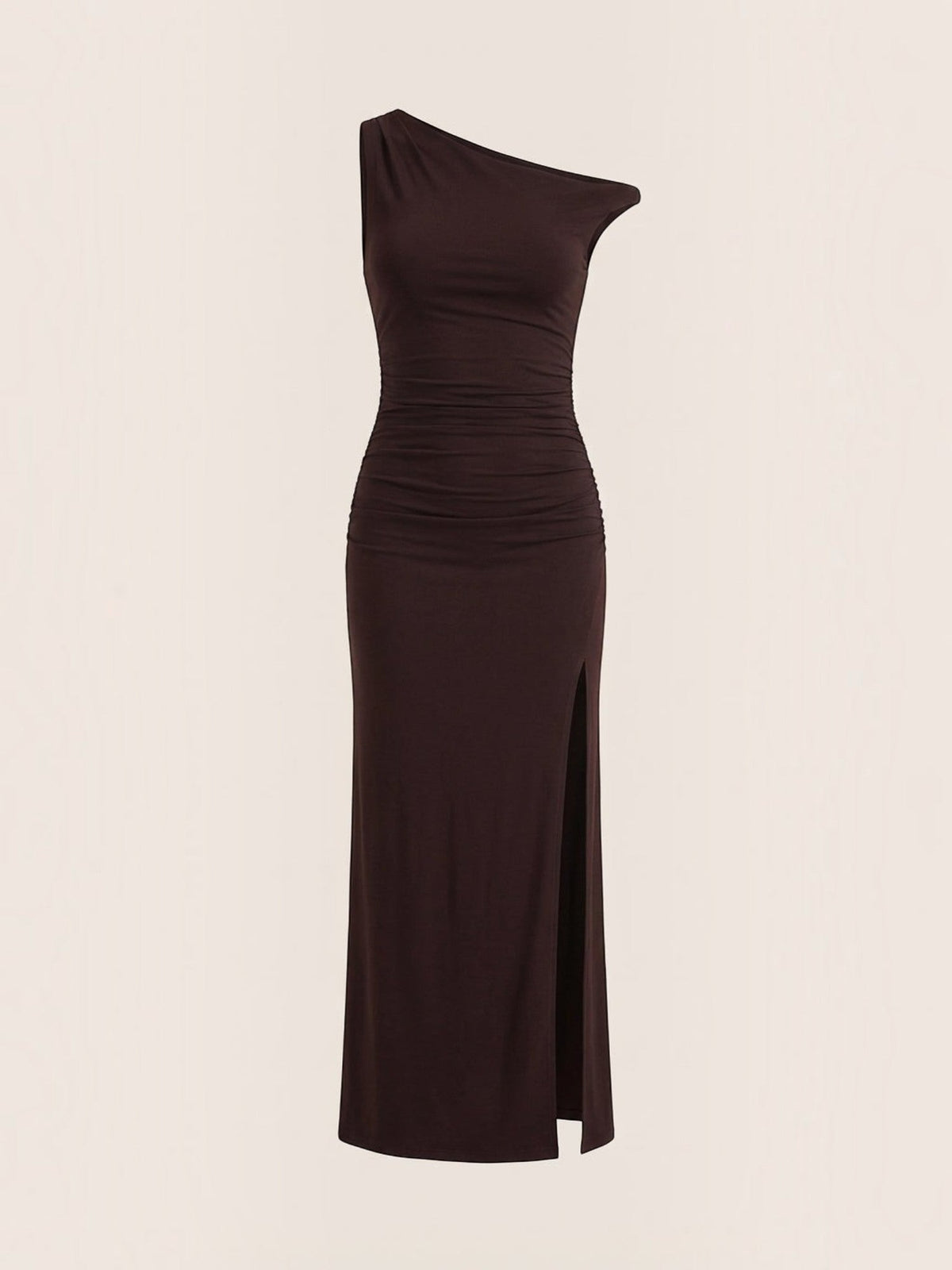 Deanna One Shoulder Ruched Maxi Dress with Slit
