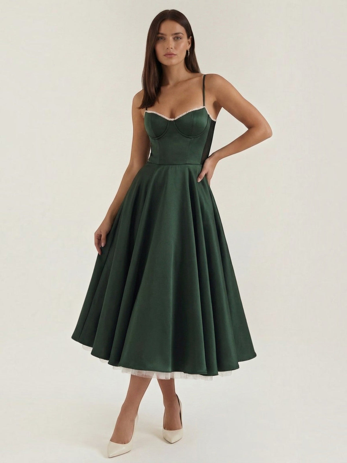 Isolde Corset Style Tulle Midi Dress