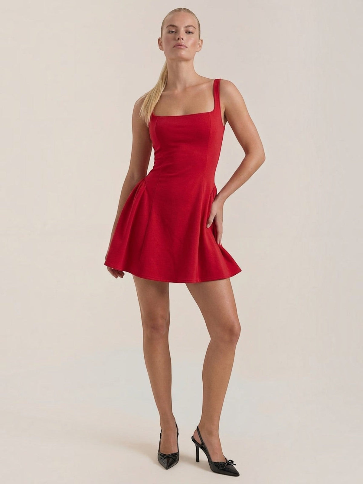Dixie Square Neck Fit and Flare Mini Dress