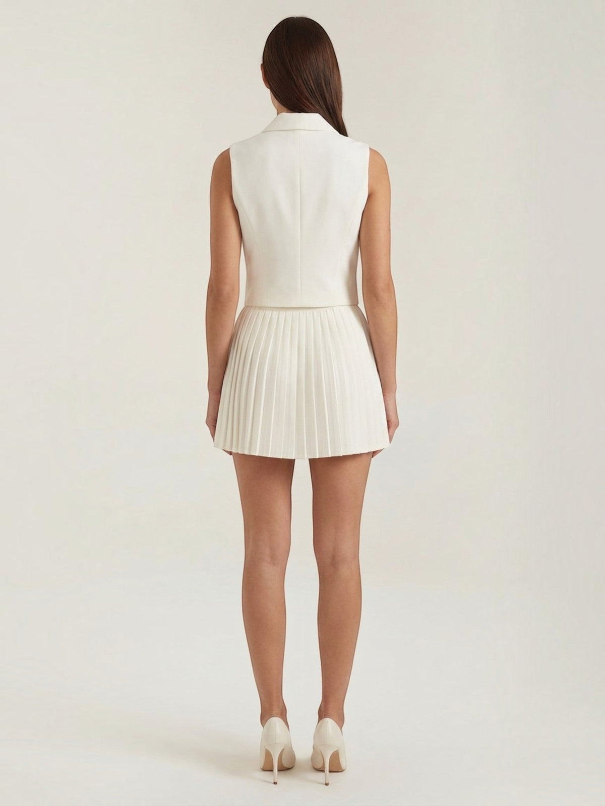 Kimberly Vest and Pleated Mini Skirt Set