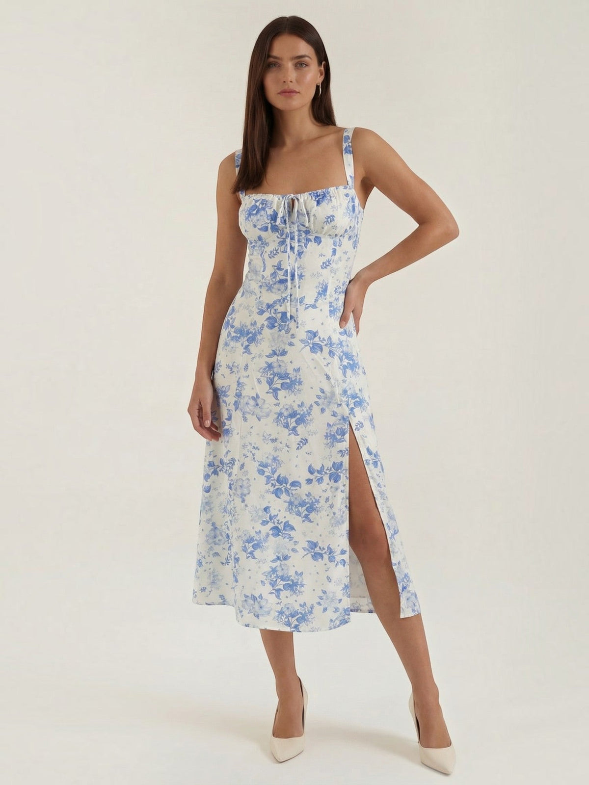 Josie Floral Fitted Waist Midi Sundress