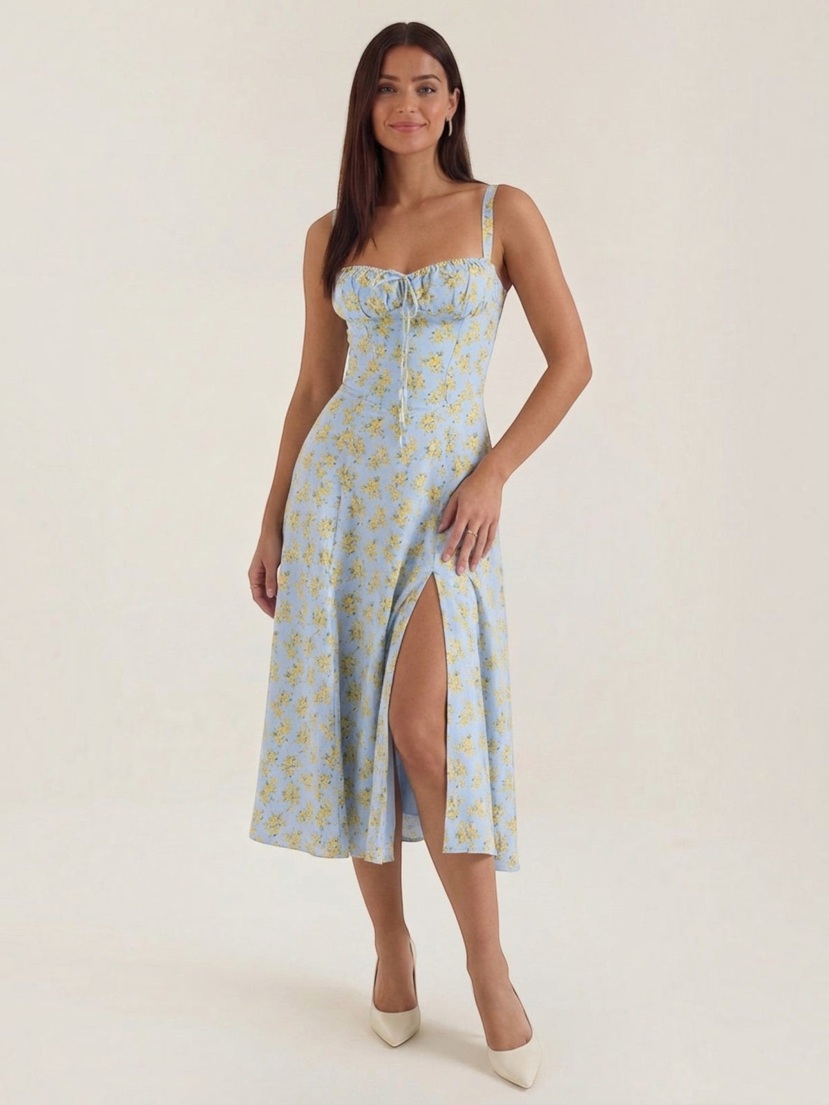 Julia Floral Sweetheart Neck Midi Sundress