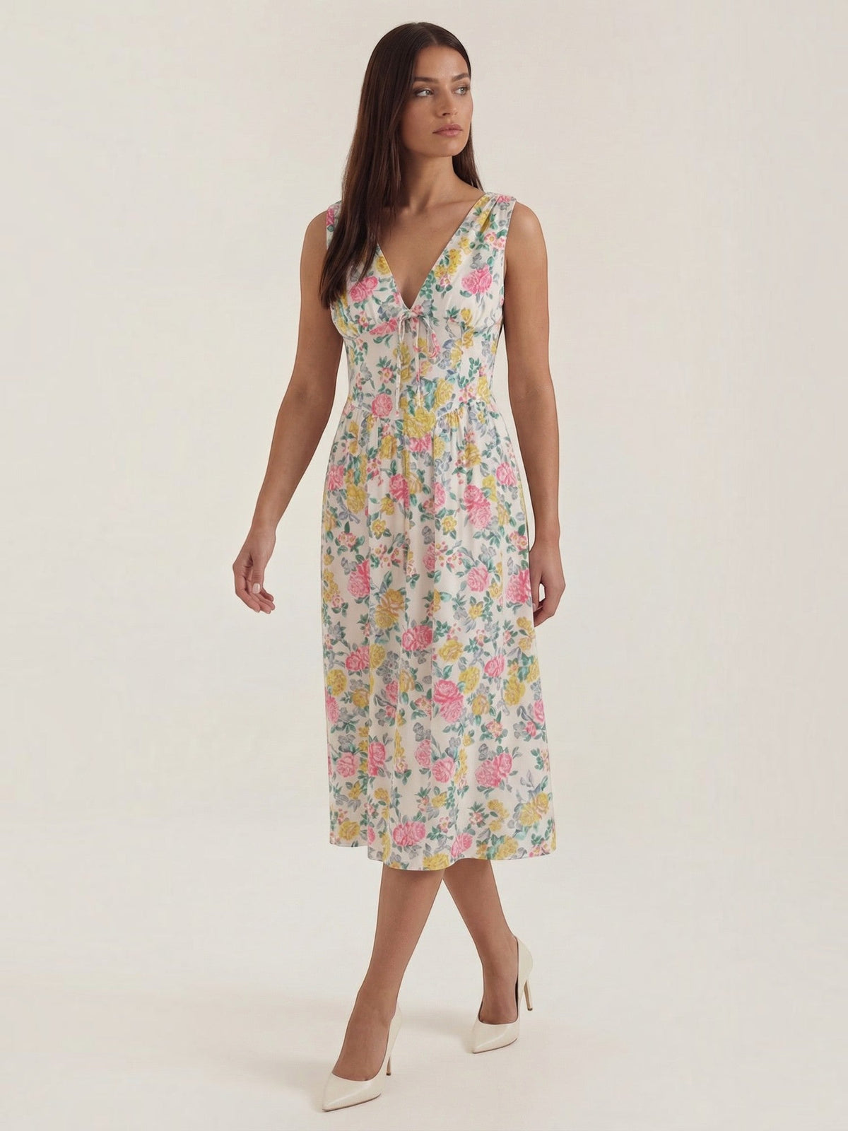 Cassiopeia Corset Style V Neck Midi Sundress