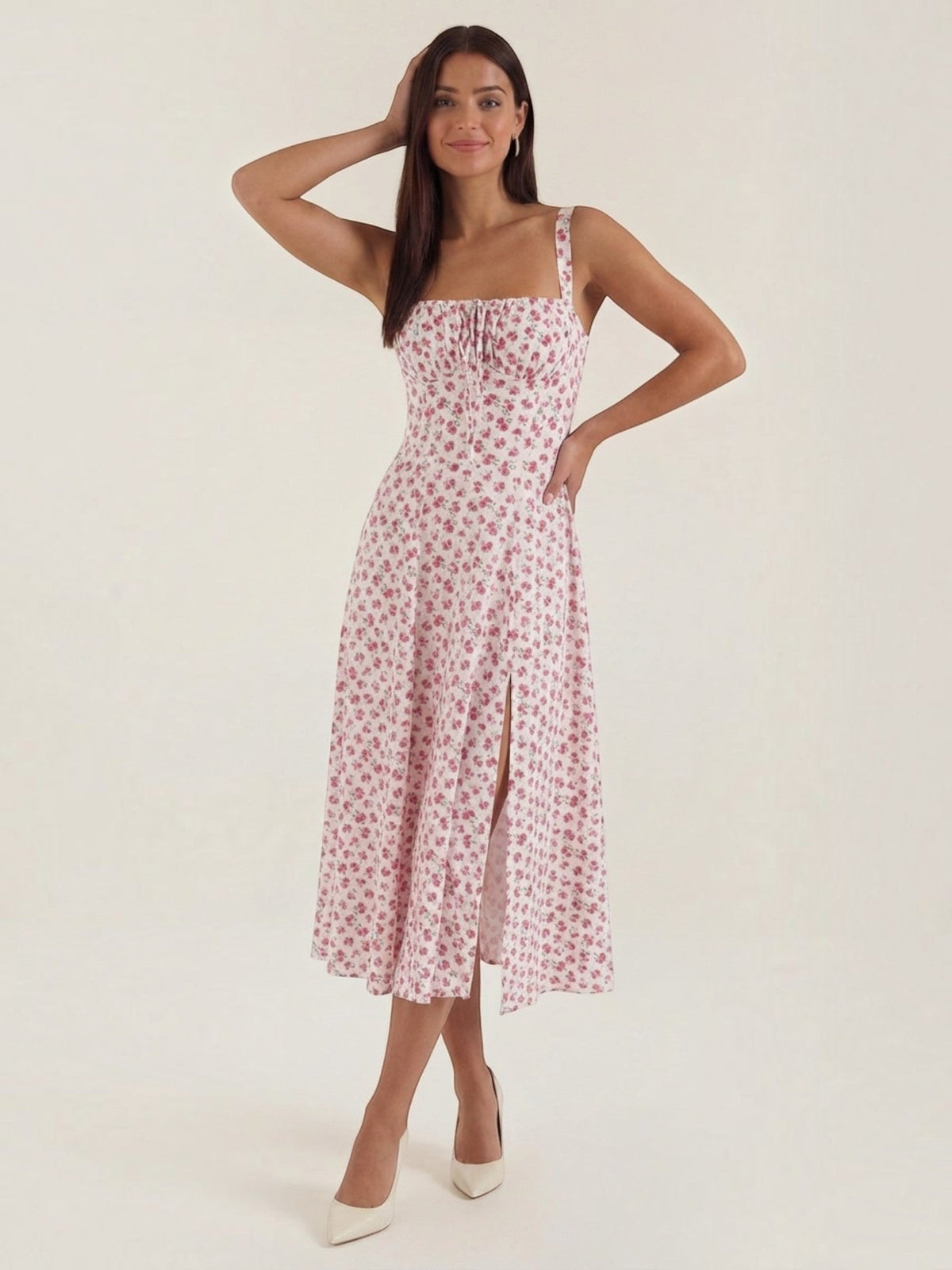 Julia Floral Sweetheart Neck Midi Sundress