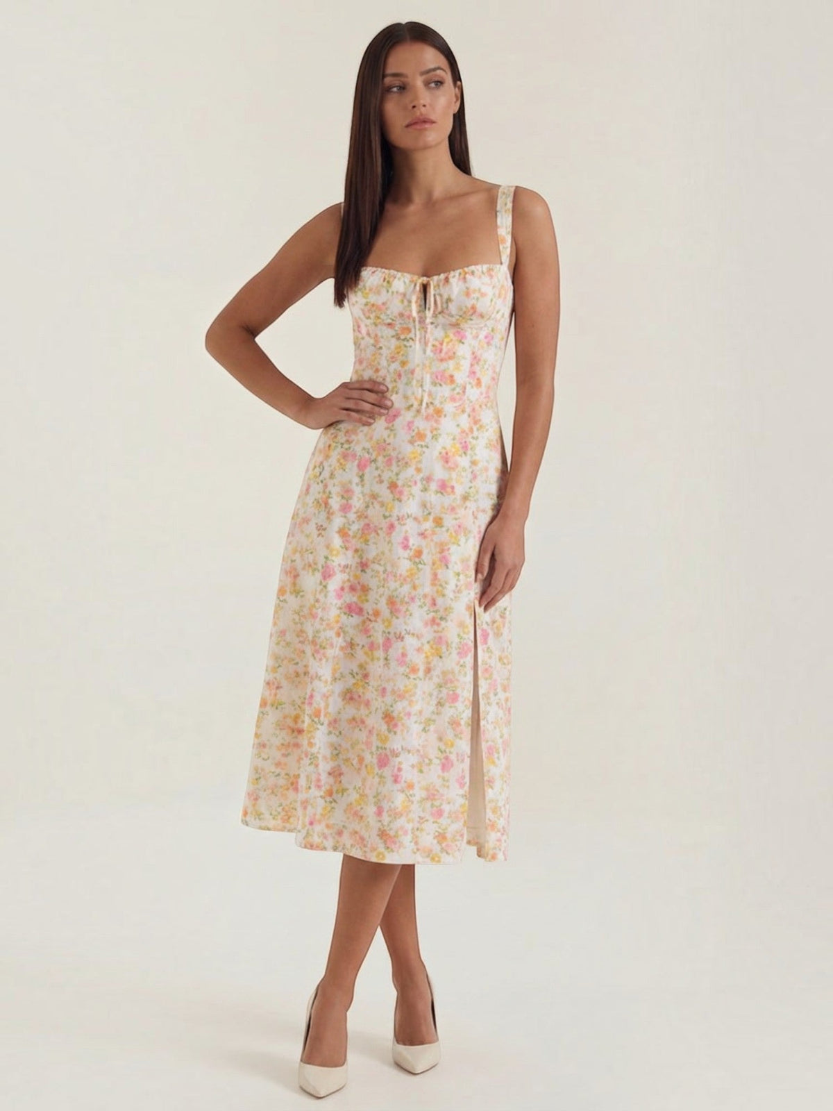 Julia Floral Sweetheart Neck Midi Sundress