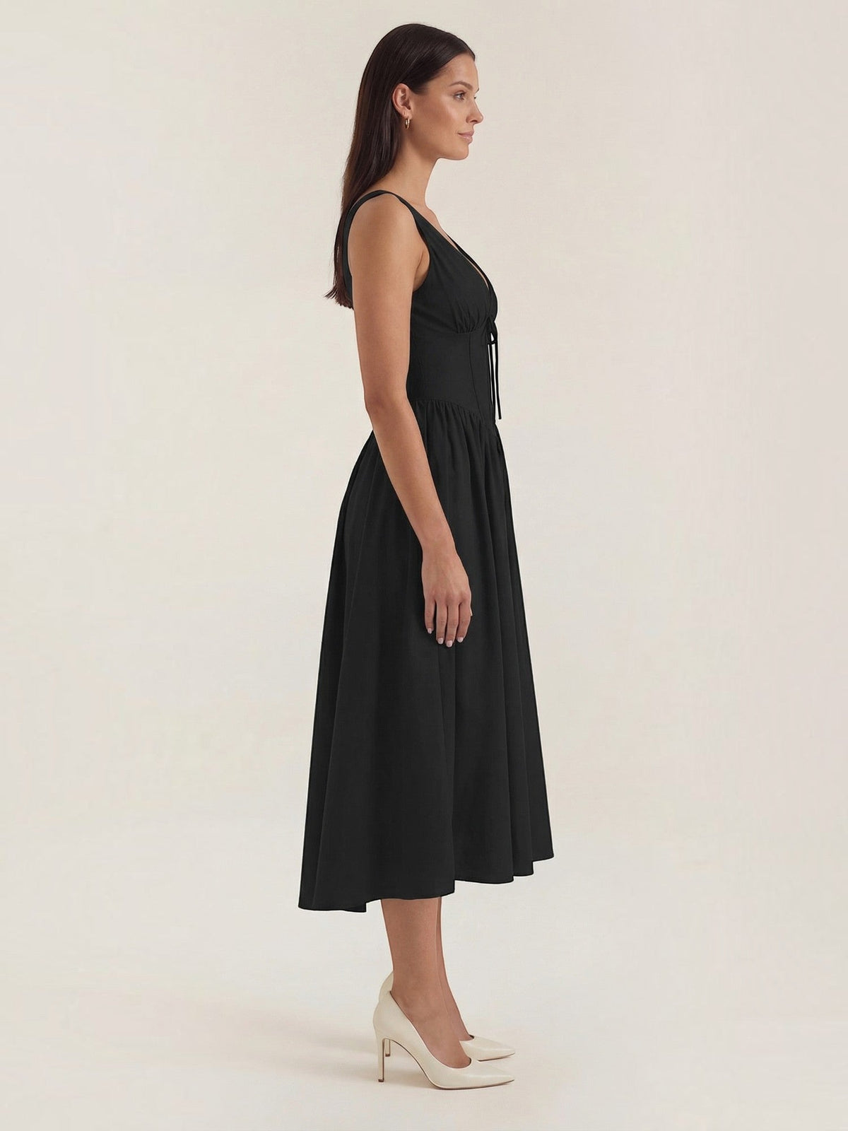 Cassiopeia Corset Style V Neck Midi Sundress