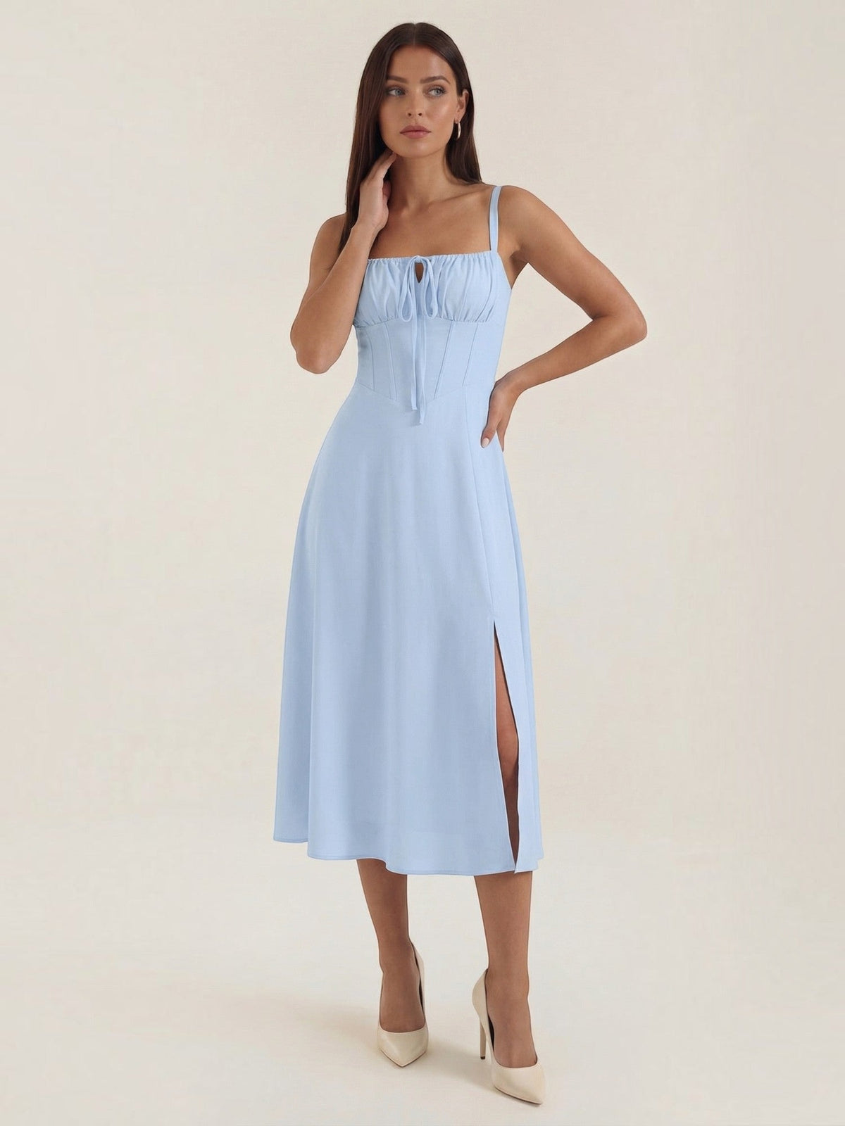 Jade Lace Up Corset Style Midi Dress