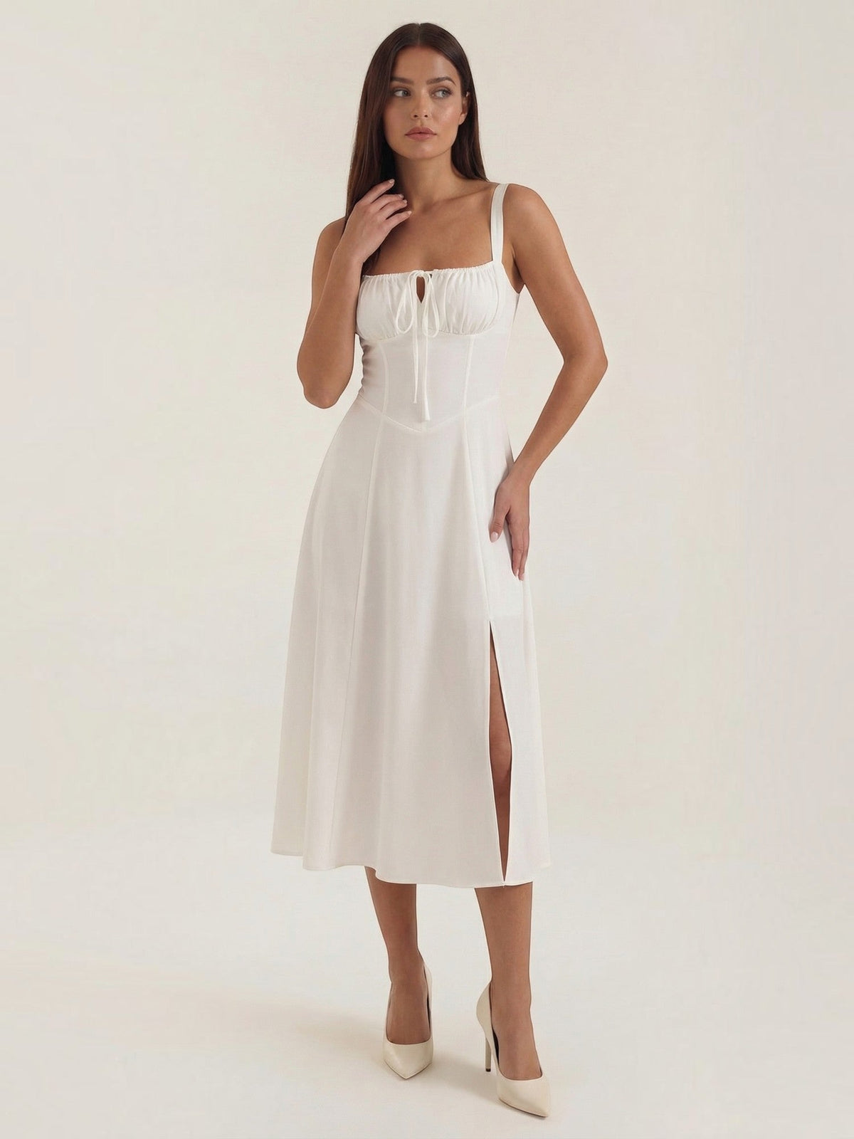 Jade Lace Up Corset Style Midi Dress