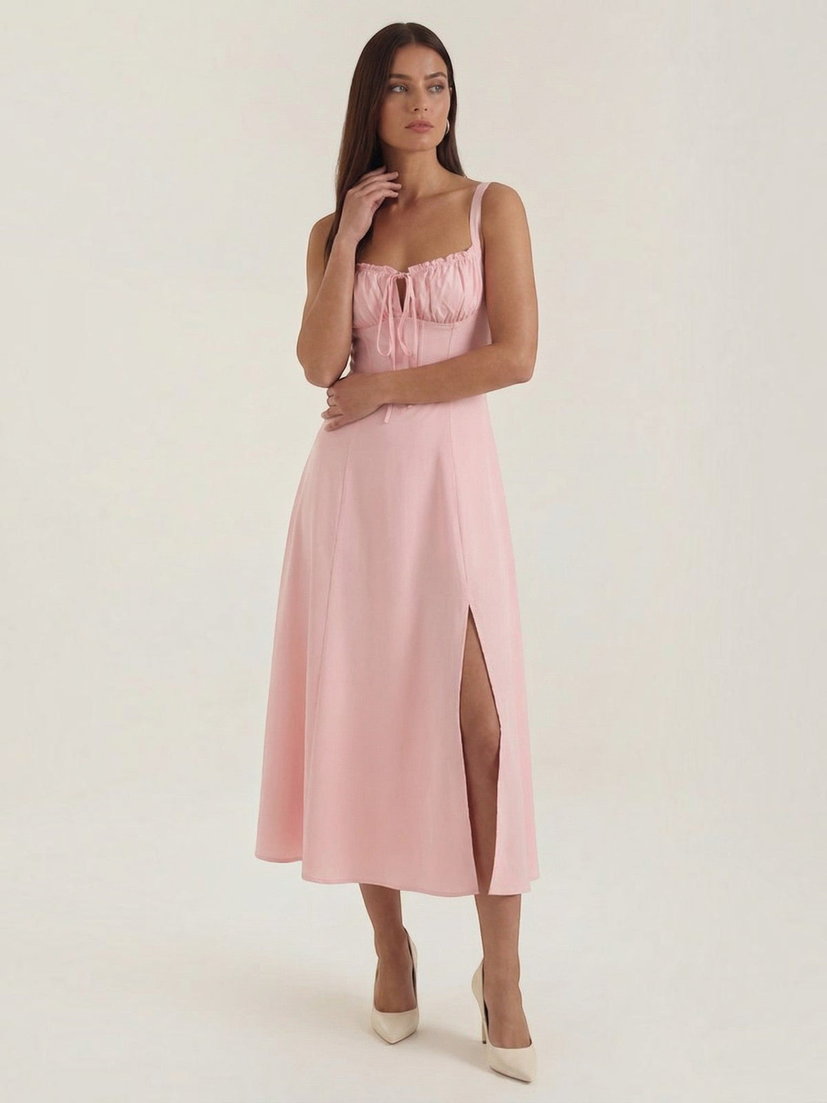 Jade Lace Up Corset Style Midi Dress