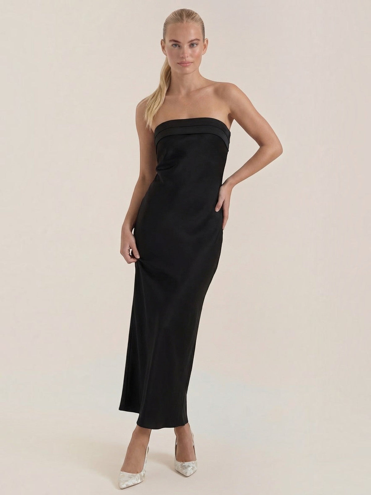 Elsa Strapless Fitted Maxi Evening Dress