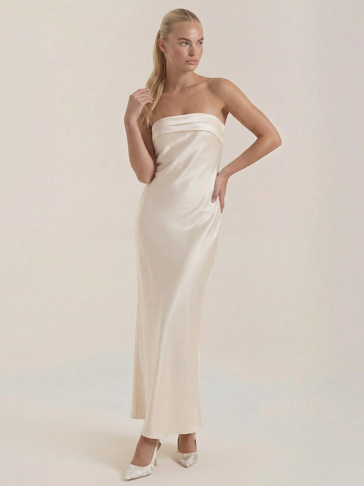 Elsa Strapless Fitted Maxi Evening Dress