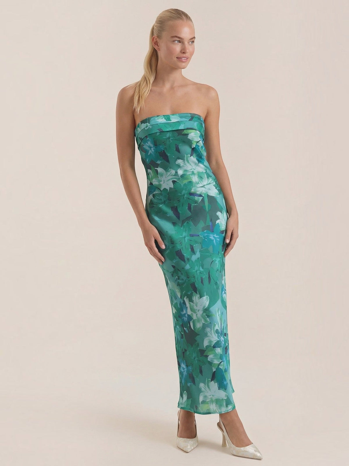 Elsa Strapless Fitted Maxi Evening Dress