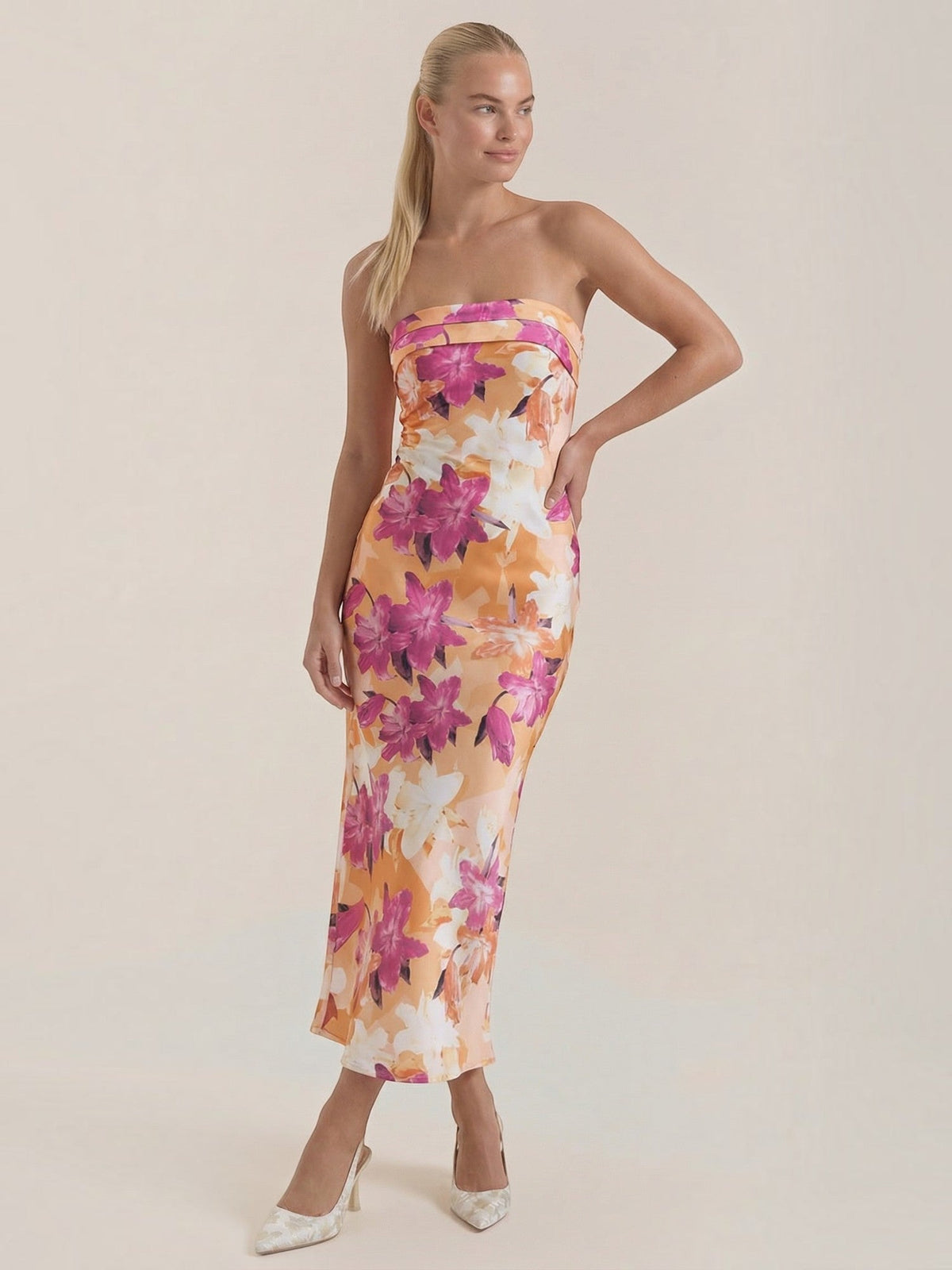 Elsa Strapless Fitted Maxi Evening Dress