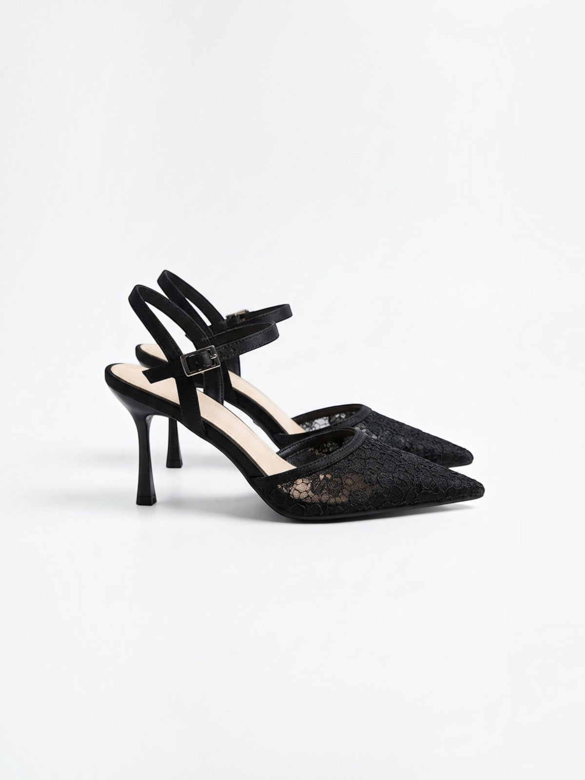 Jessara Lace Pointed Toe Slingback Pumps