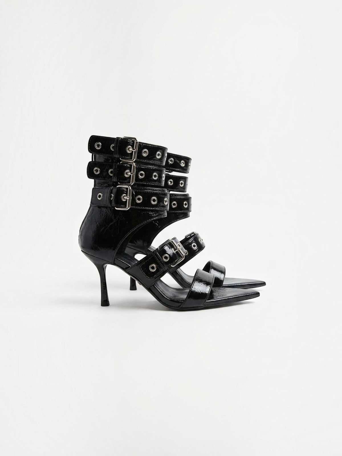 Elenique Buckle Strap Pointed Toe Heels