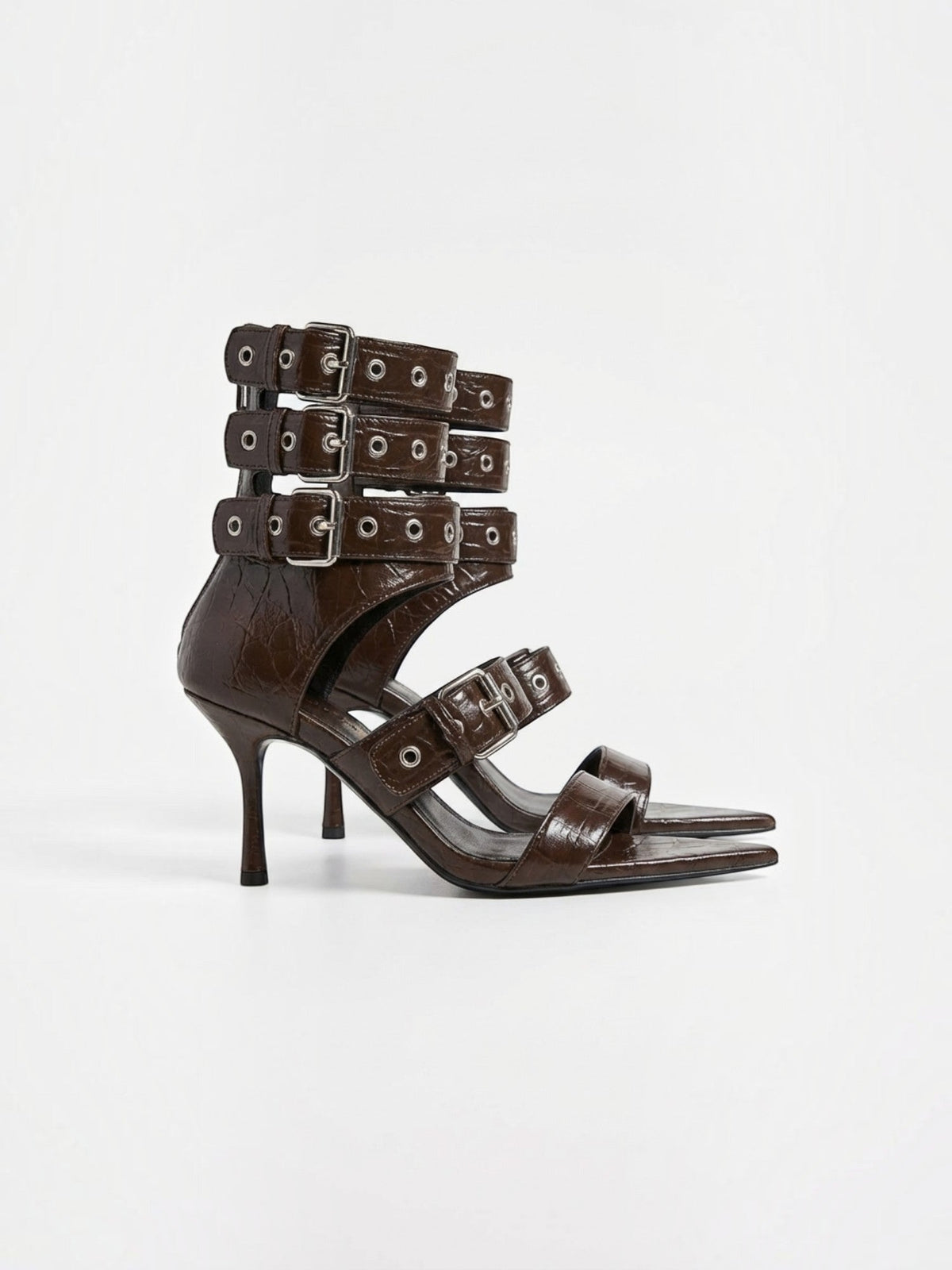 Elenique Buckle Strap Pointed Toe Heels