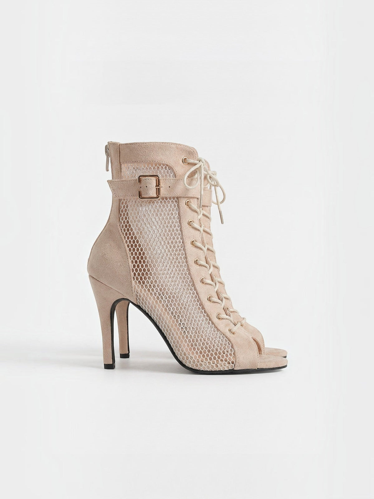 Eloria Mesh Lace Up Heeled Ankle Boots