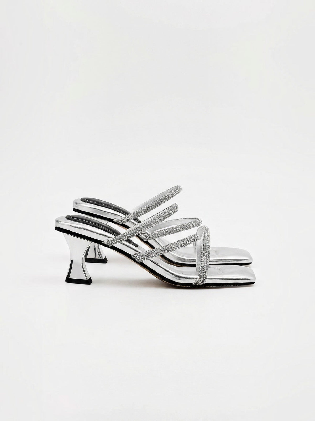 Lareina Rhinestone Strap Heeled Mules