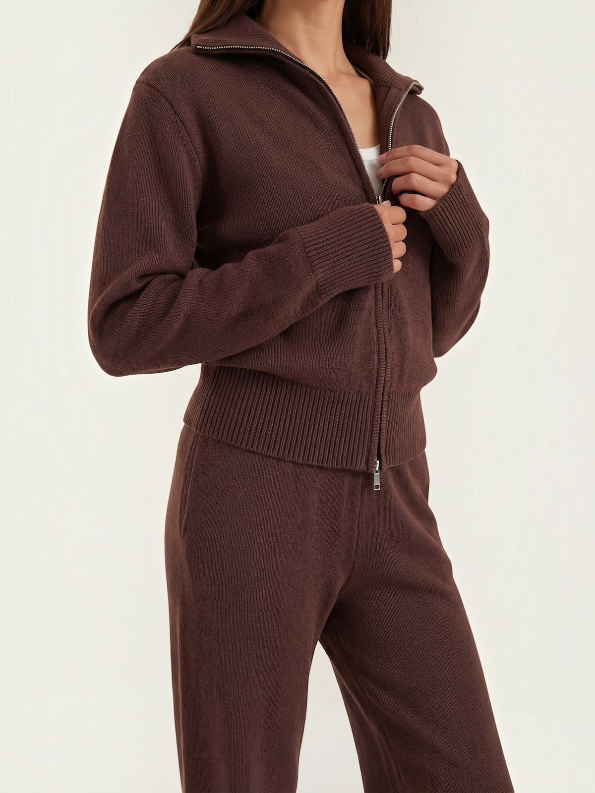 Katherine Zip Cardigan and Wide Pants Co Ord Set