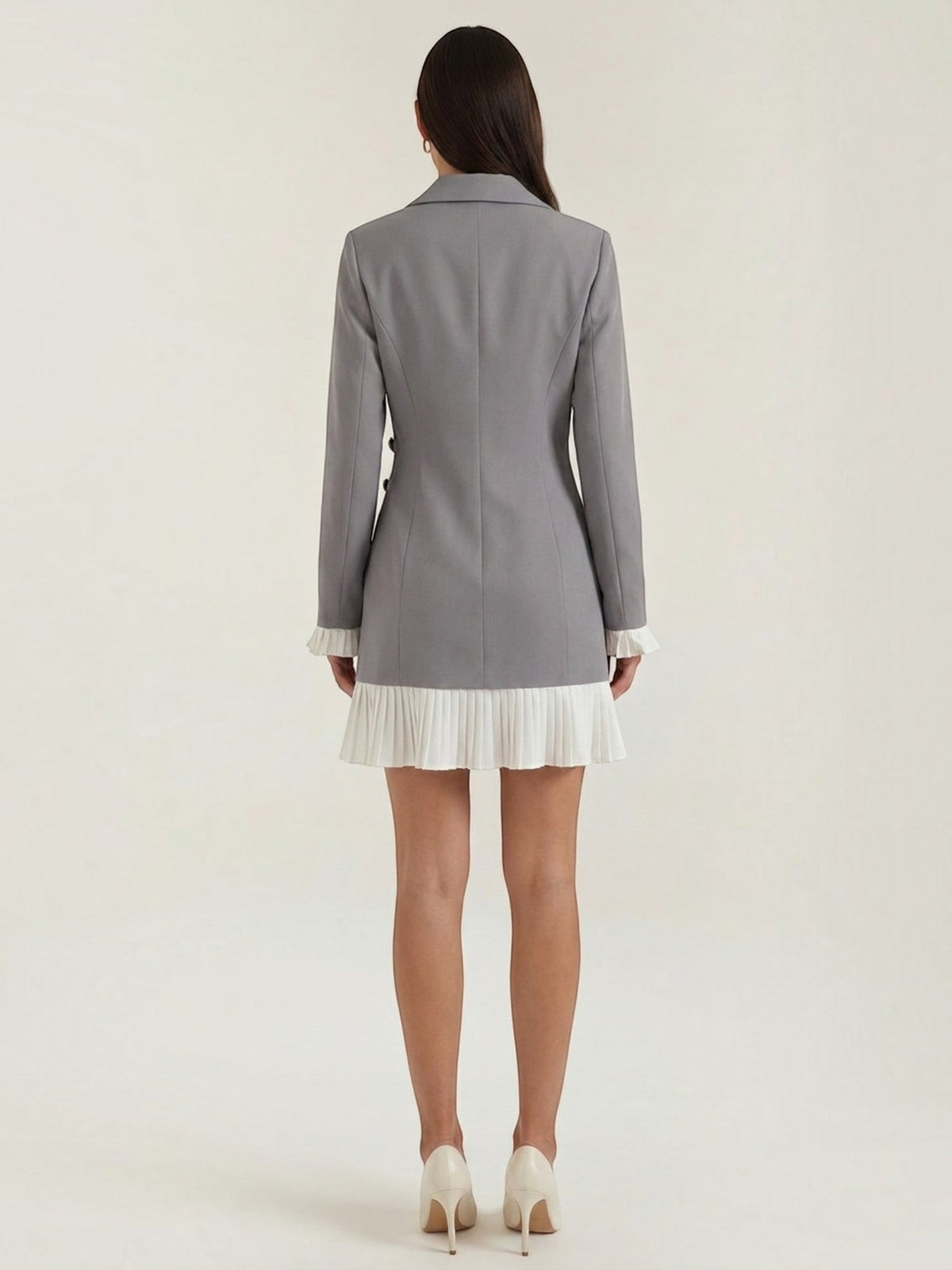 Lynn Contrast Pleated Hem Blazer Mini Dress