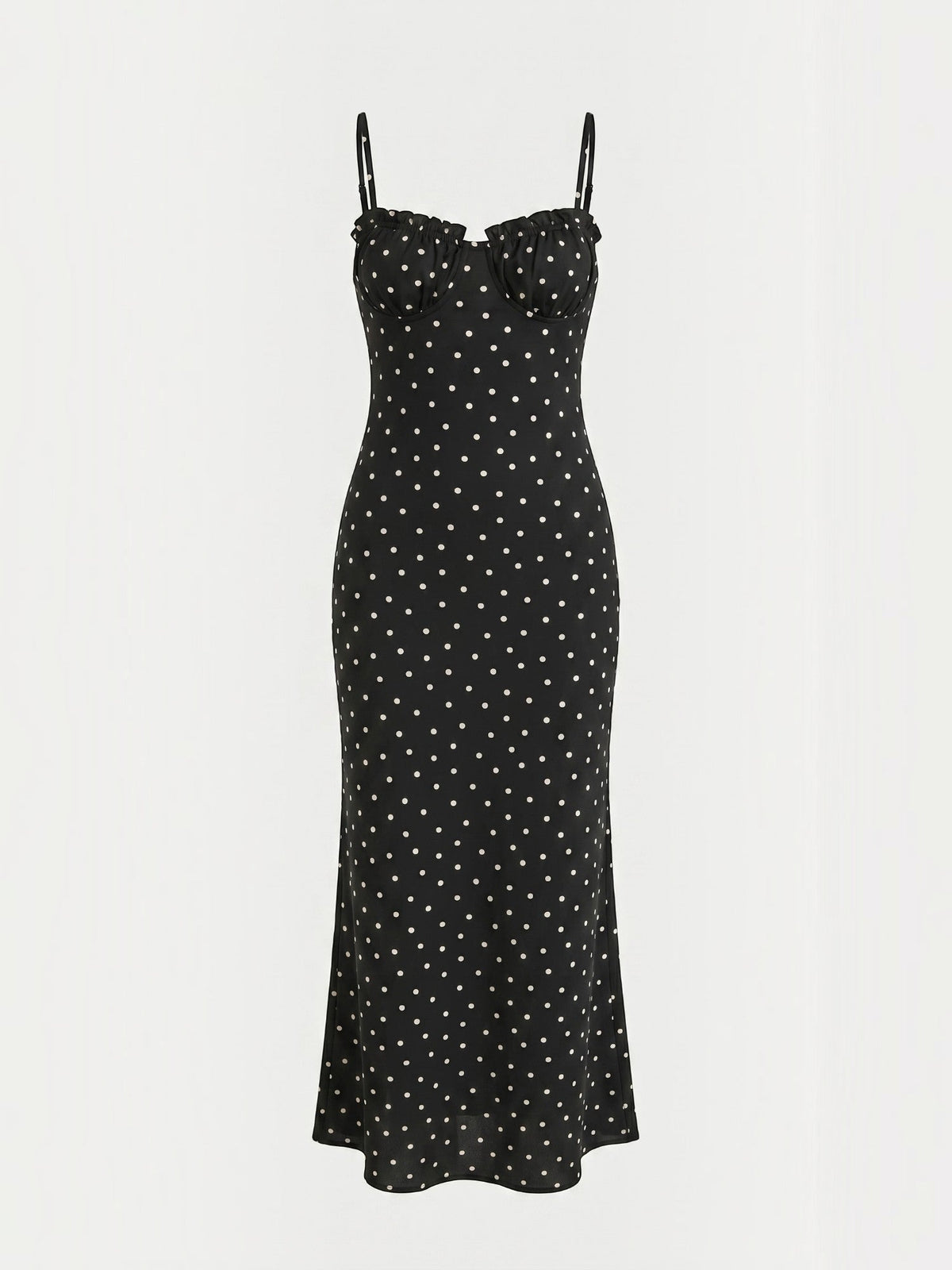 Ernestine Polka Dot Ruffle Bodice Maxi Dress