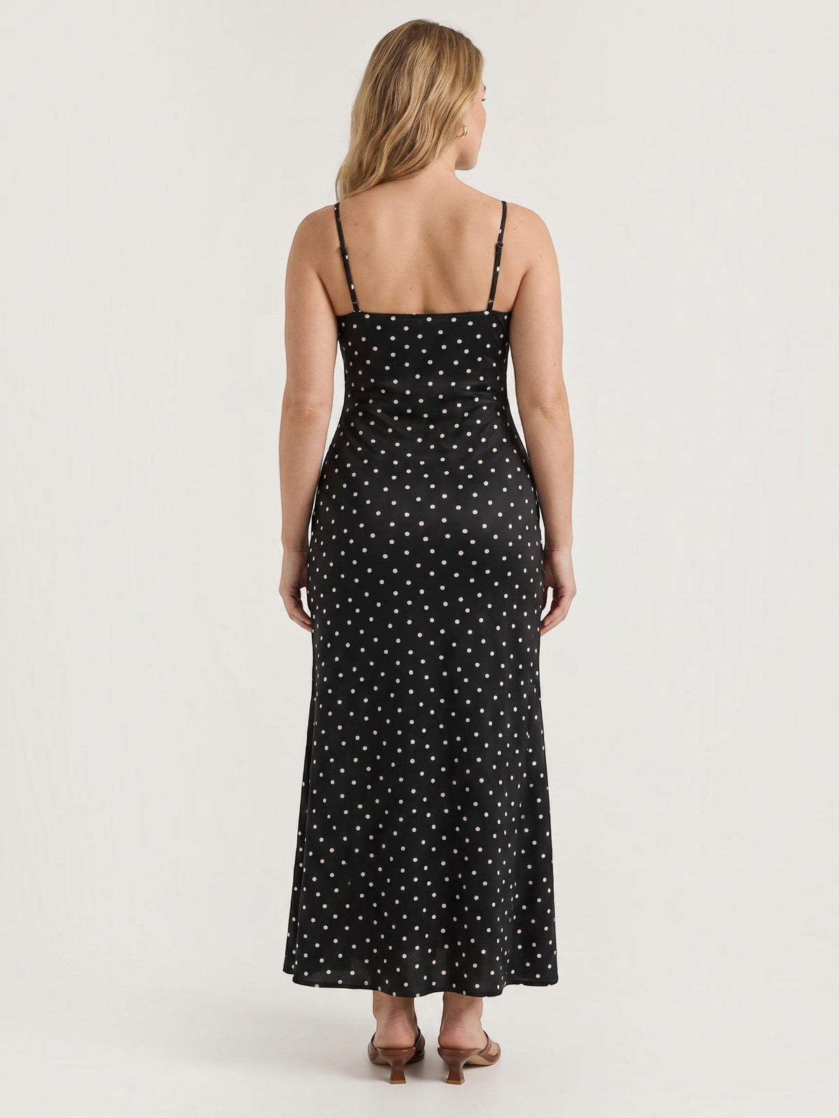Ernestine Polka Dot Ruffle Bodice Maxi Dress