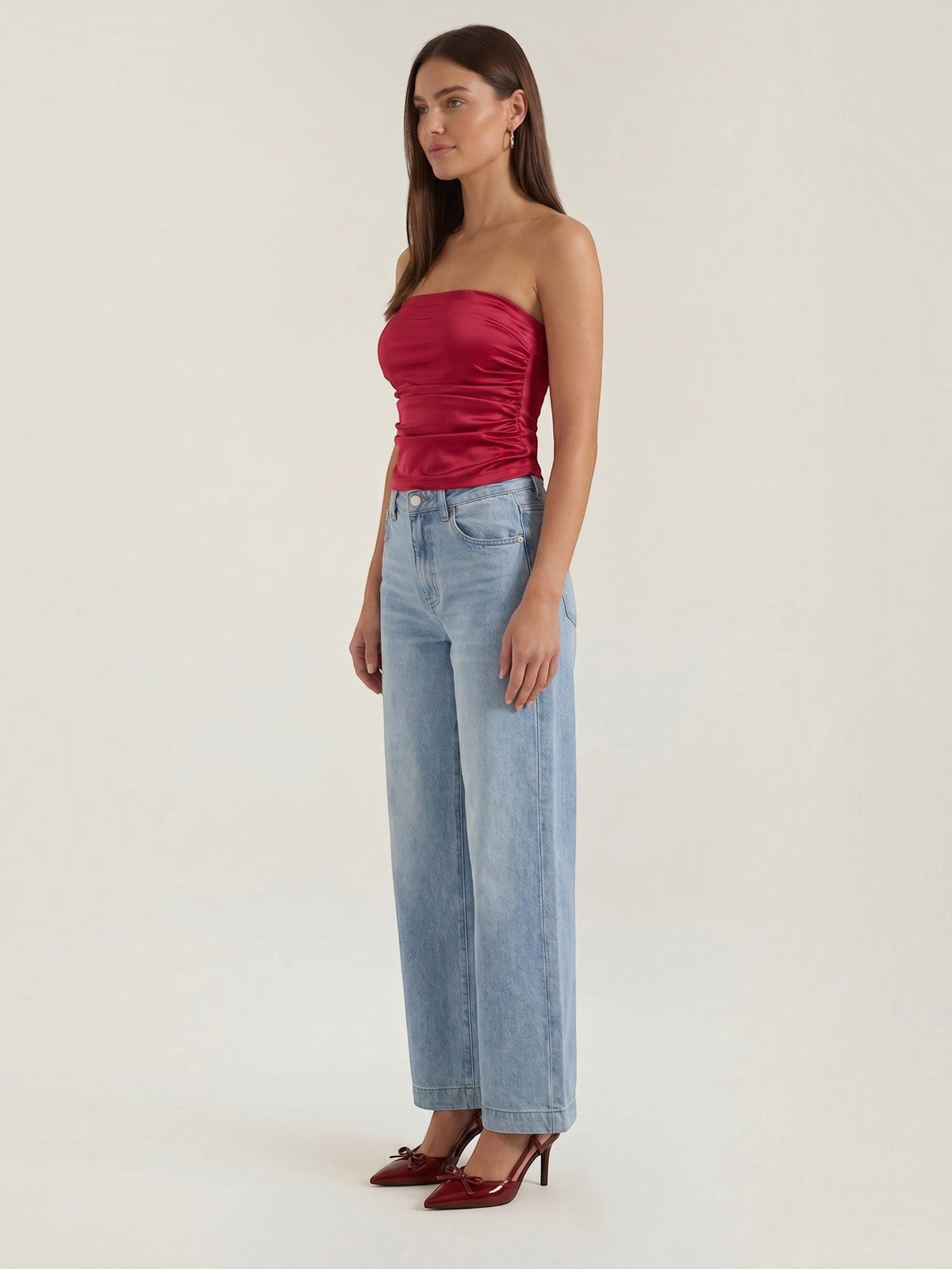 Guinevere Shimmer Ruched Bandeau Top
