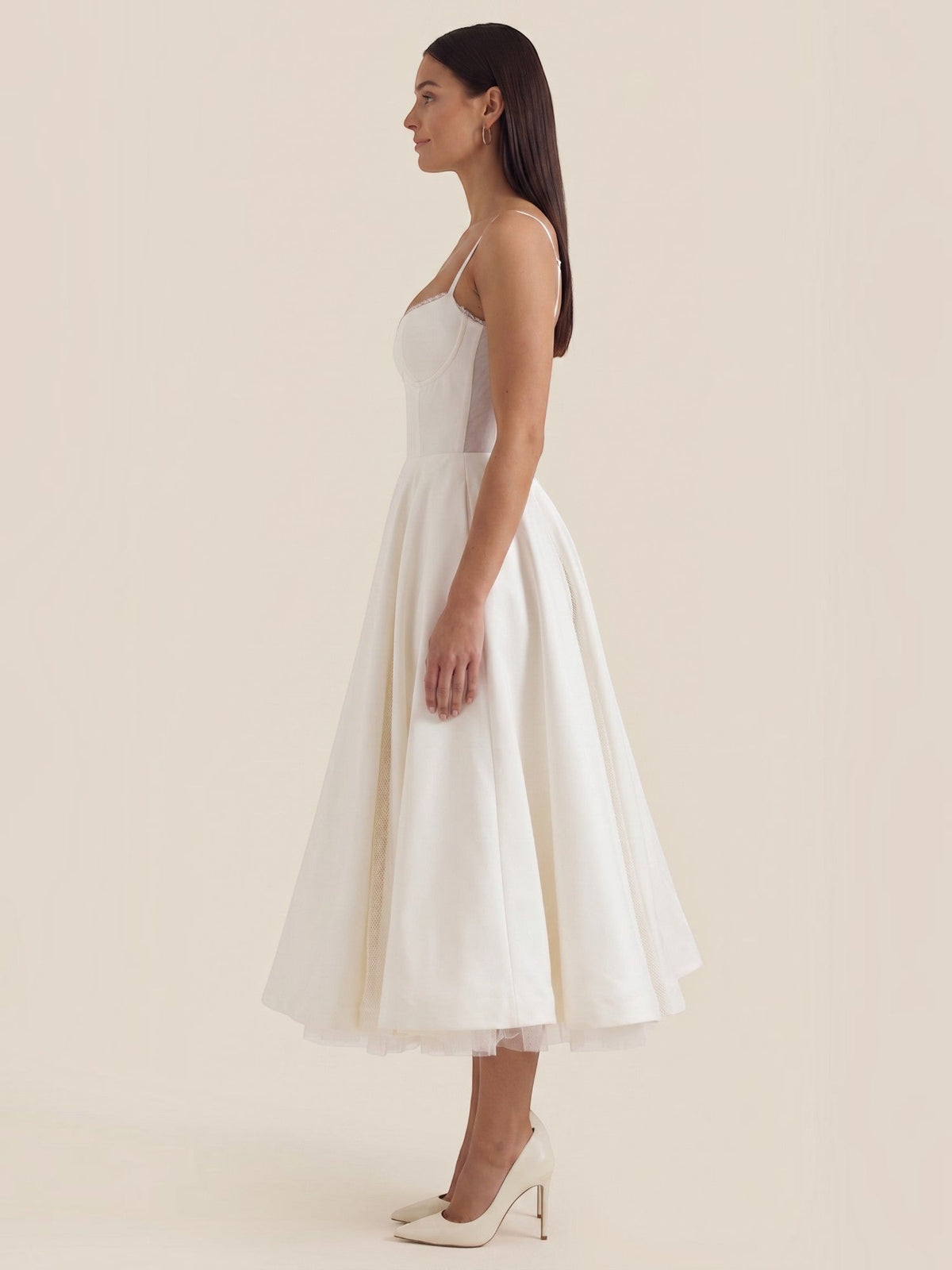 Isolde Corset Style Tulle Midi Dress